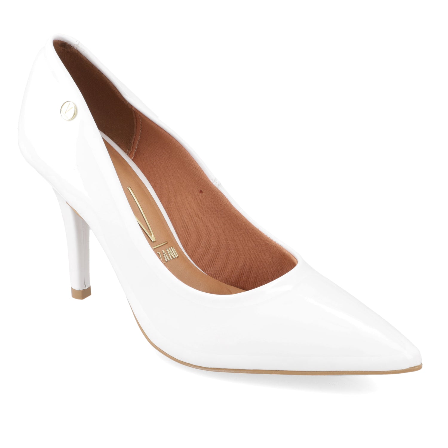 Stiletto Taco Aguja Efecto Charol 35 / Blanco