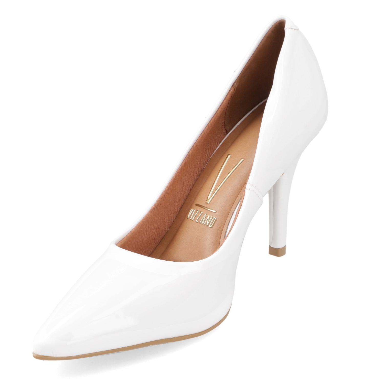 Stiletto Taco Aguja Efecto Charol 35 / Blanco