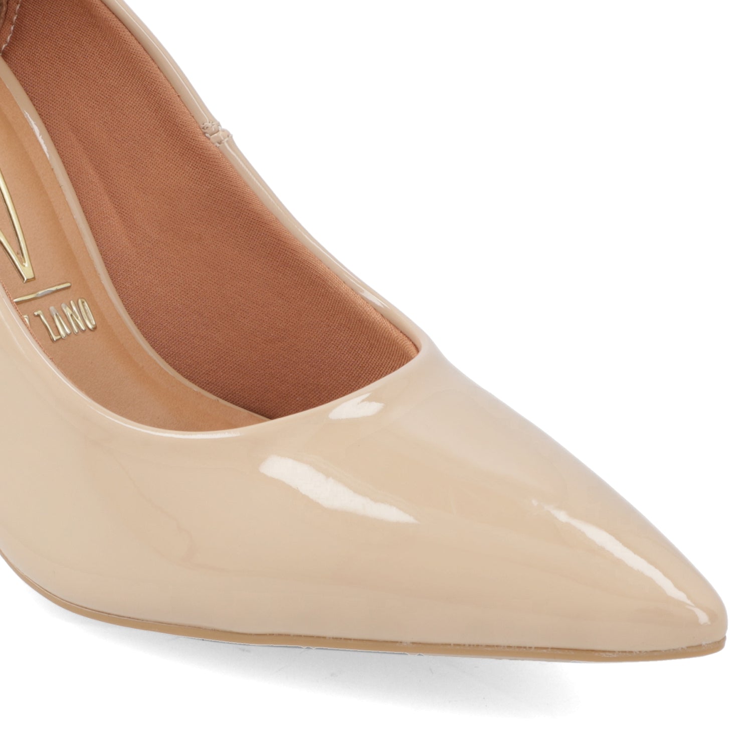 Stiletto Taco Aguja Efecto Charol 35 / Beige