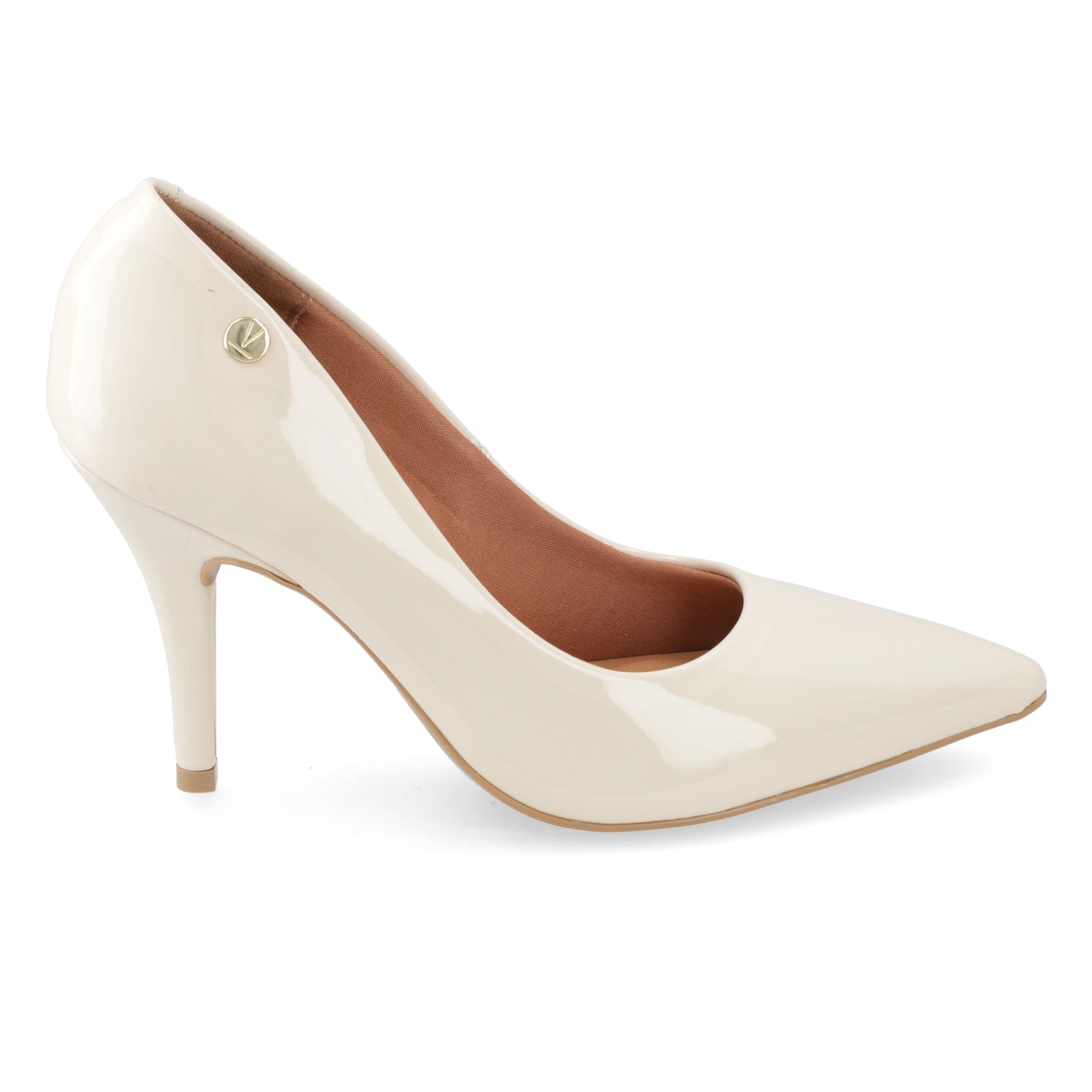 Stiletto Taco Aguja Efecto Charol Crema 35 / Crema