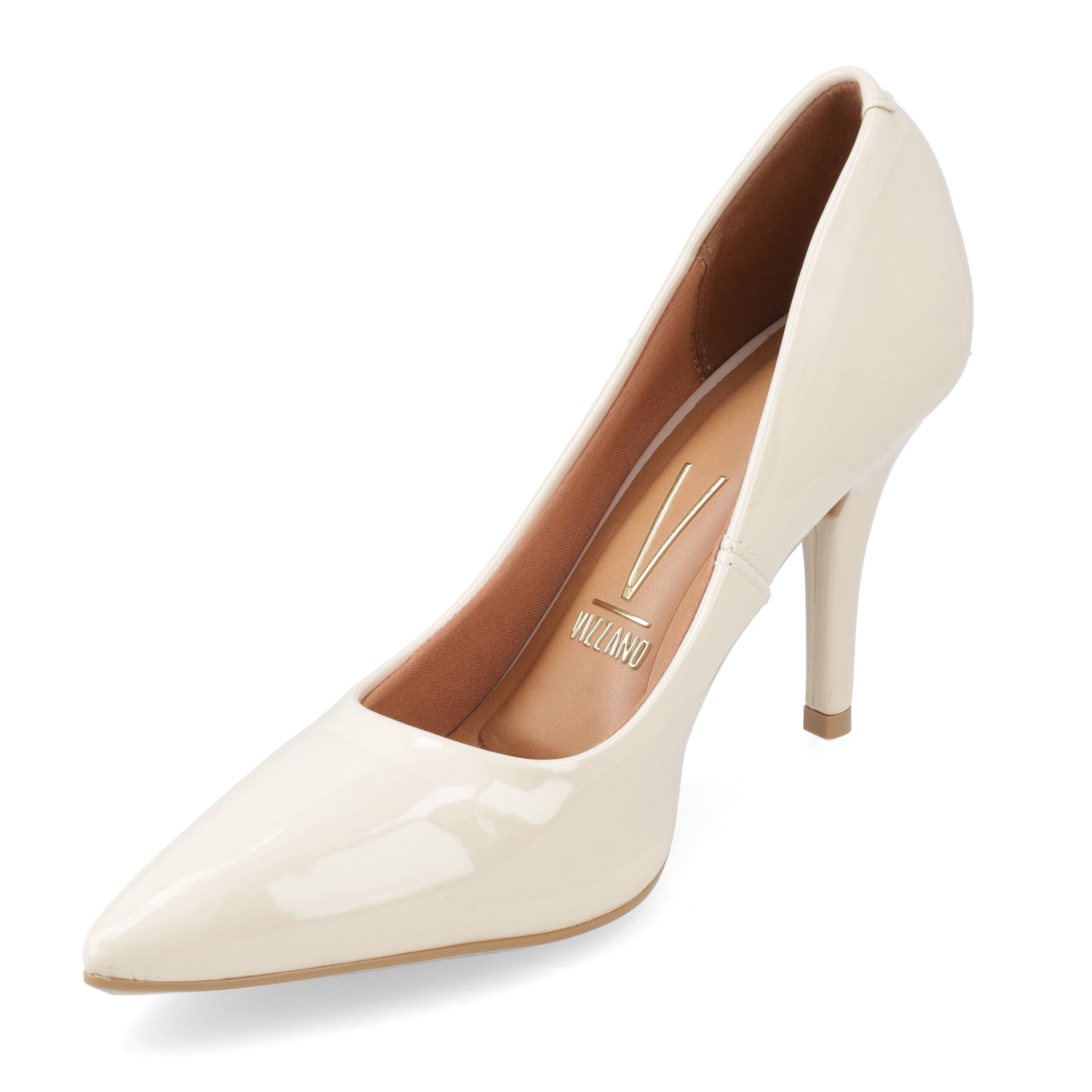 Stiletto Taco Aguja Efecto Charol Crema 35 / Crema