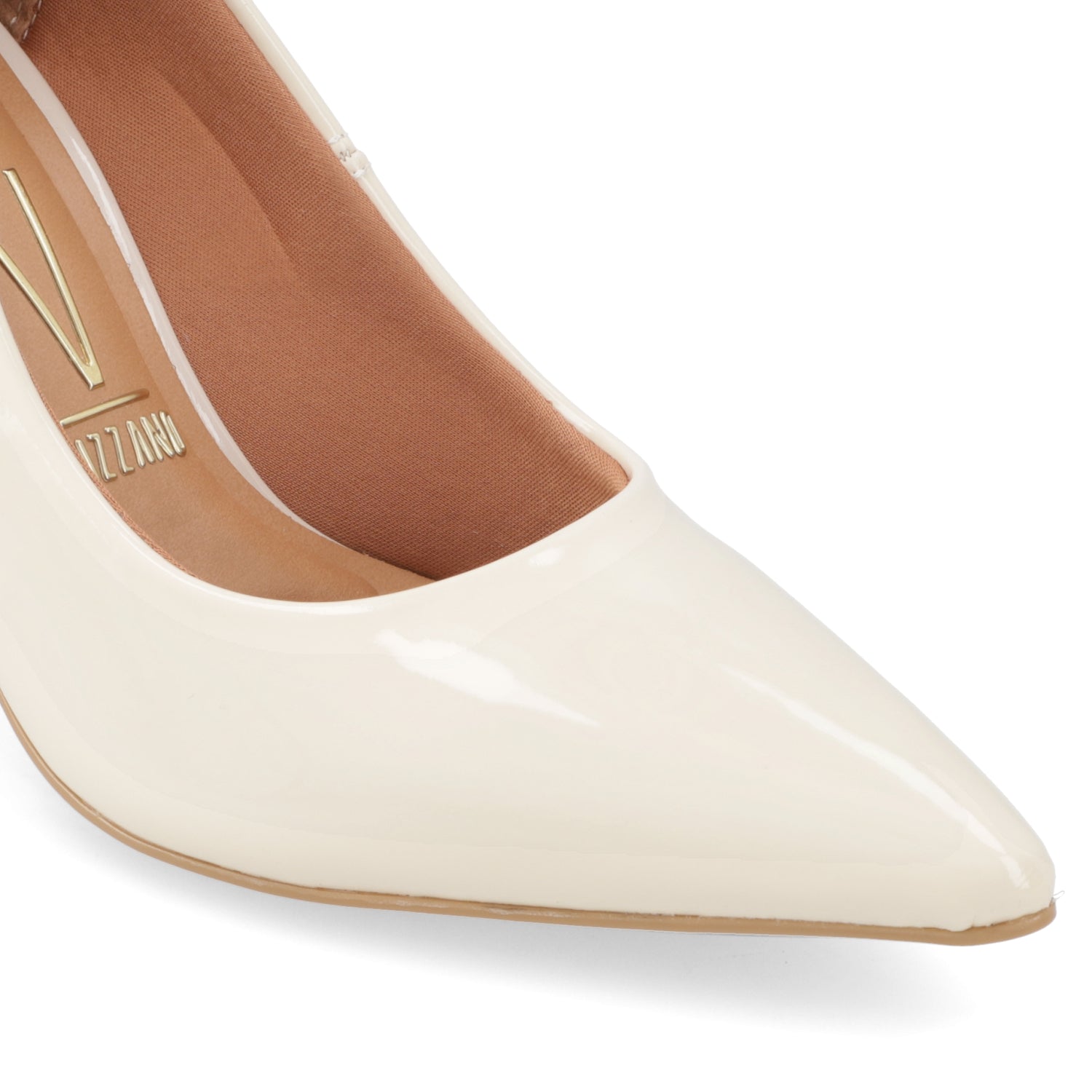 Stiletto Taco Aguja Efecto Charol Crema 35 / Crema