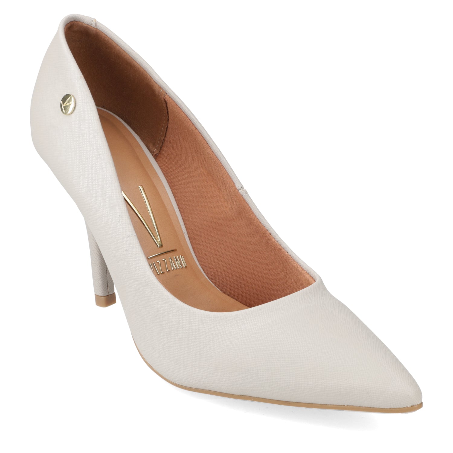 Stiletto Taco Aguja Eco Cuero Gris 34 / Blanco