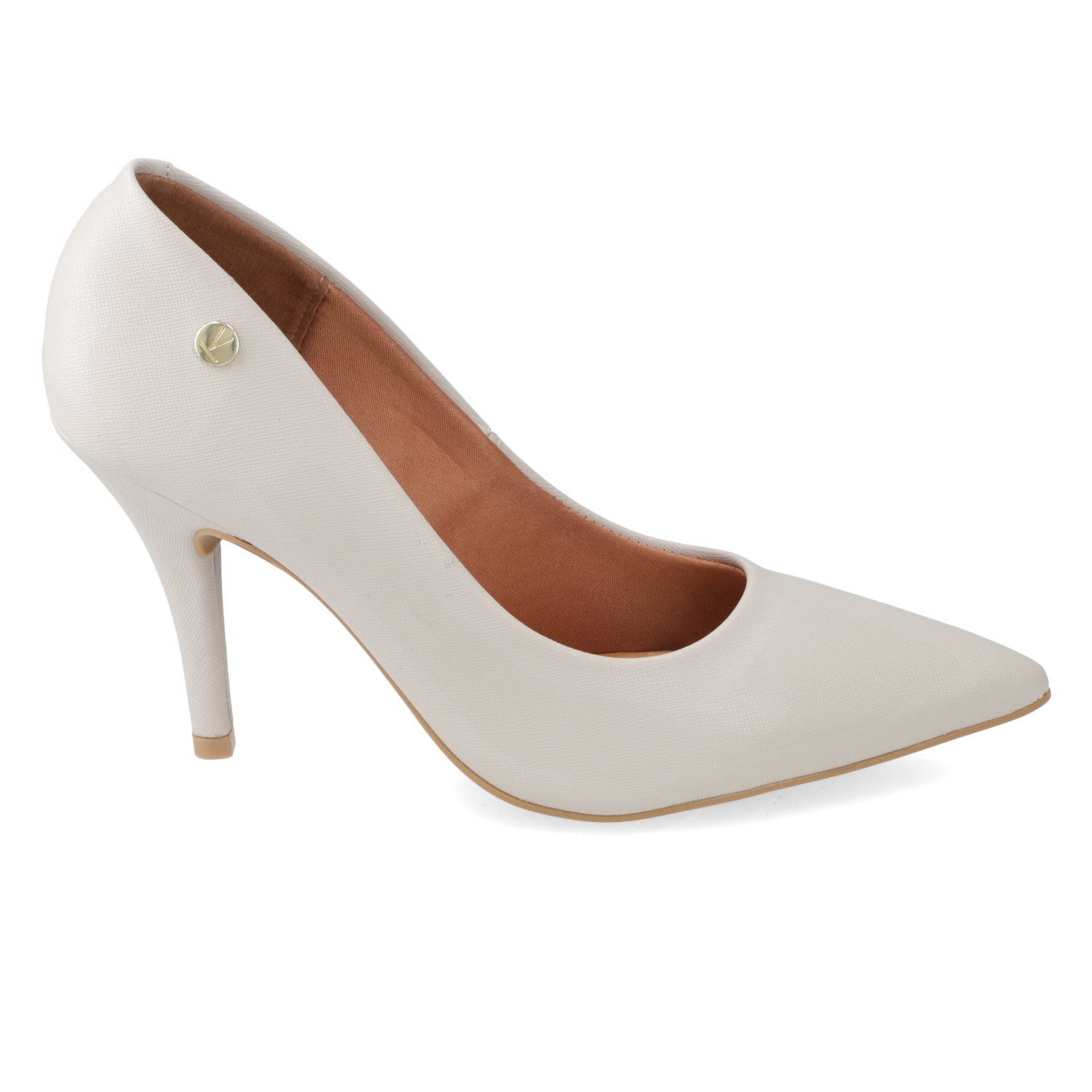 Stiletto Taco Aguja Eco Cuero Gris 34 / Blanco