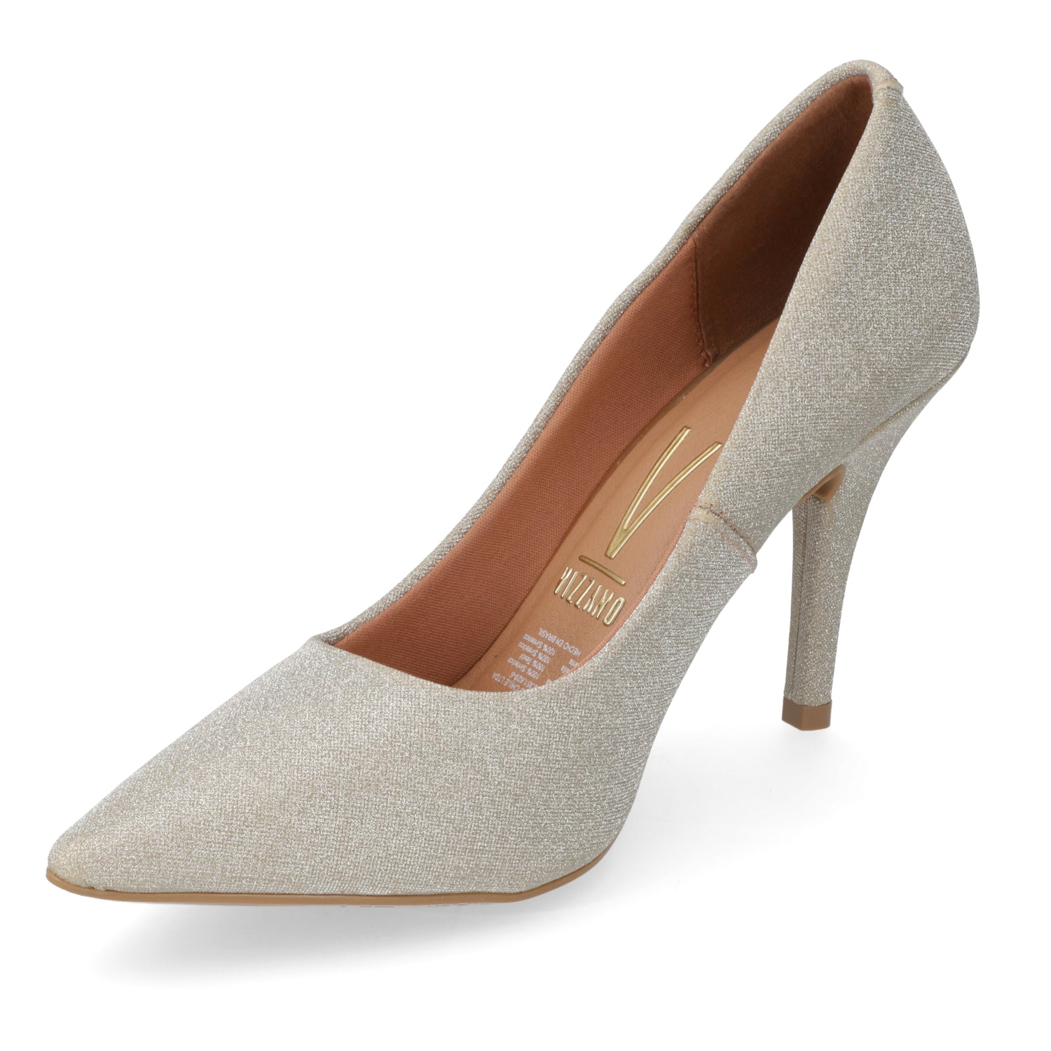 Stiletto Taco Aguja Glitter Dorado