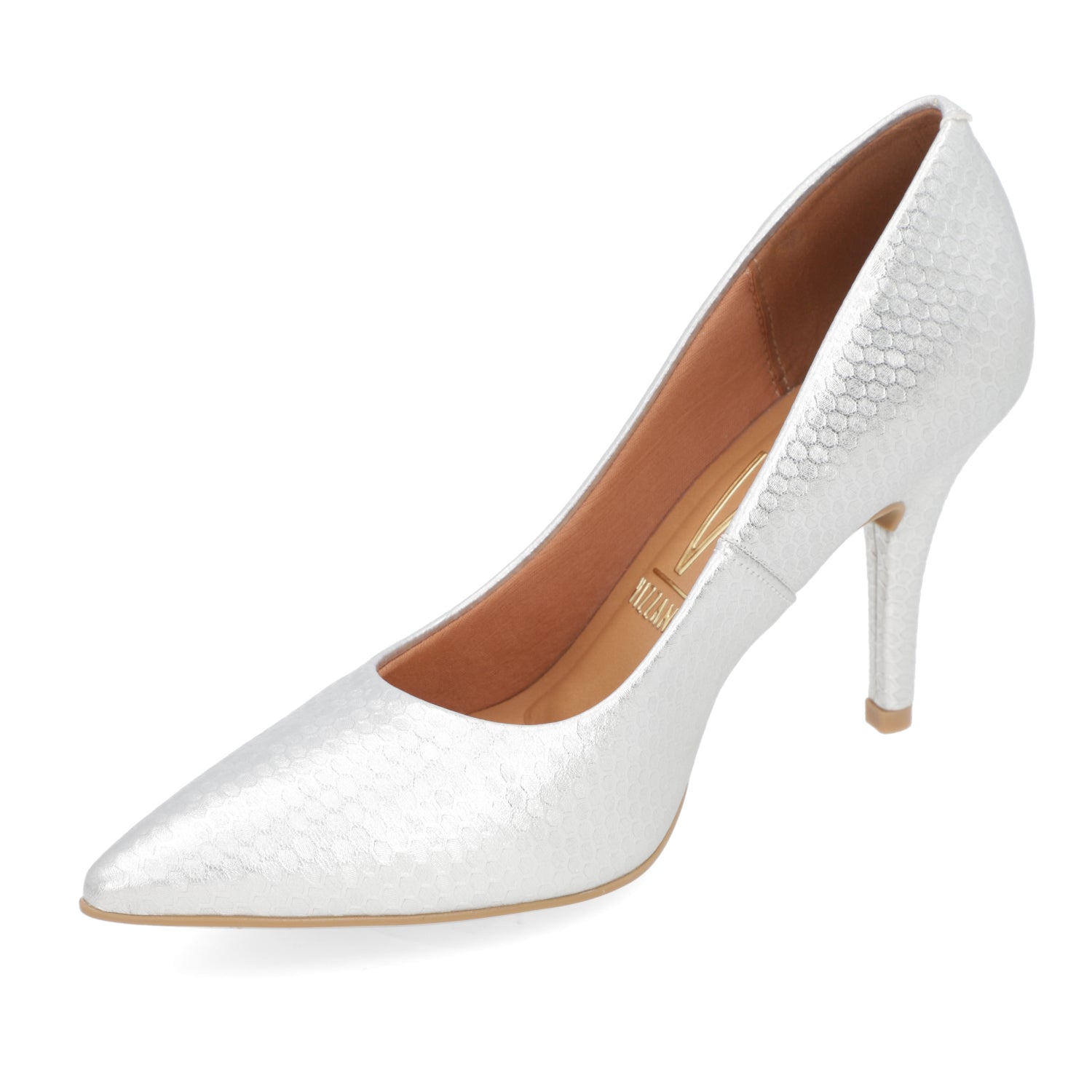 Stiletto Taco Aguja Eco Cuero Plateado 1184-1501-28481-41