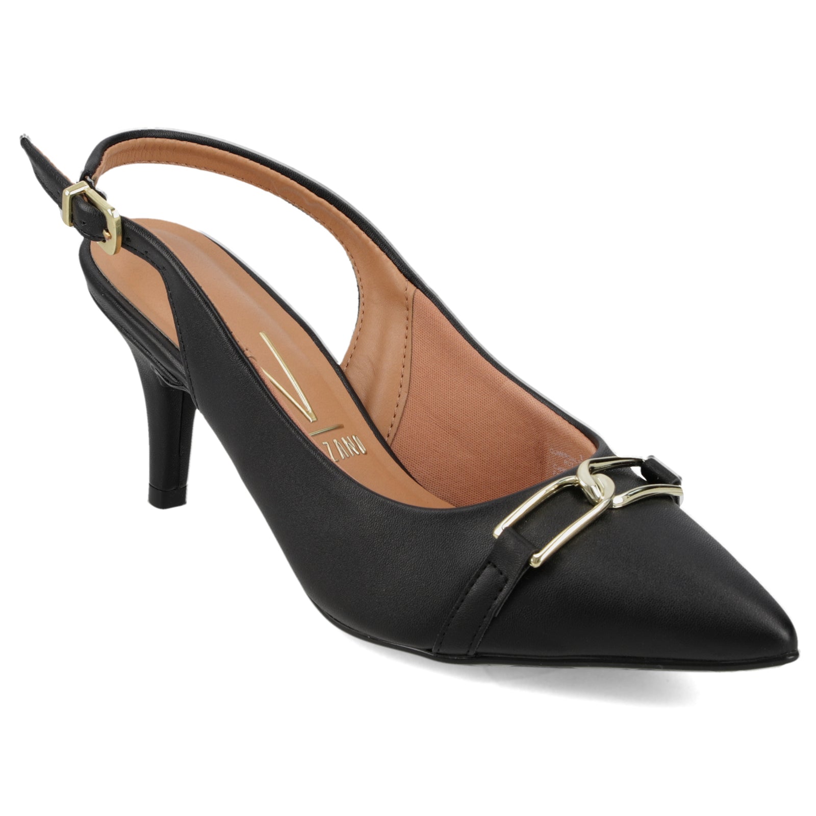 Stiletto Mujer Taco Medio Slingback con Hebilla Negro Vizzano 35 / Negro