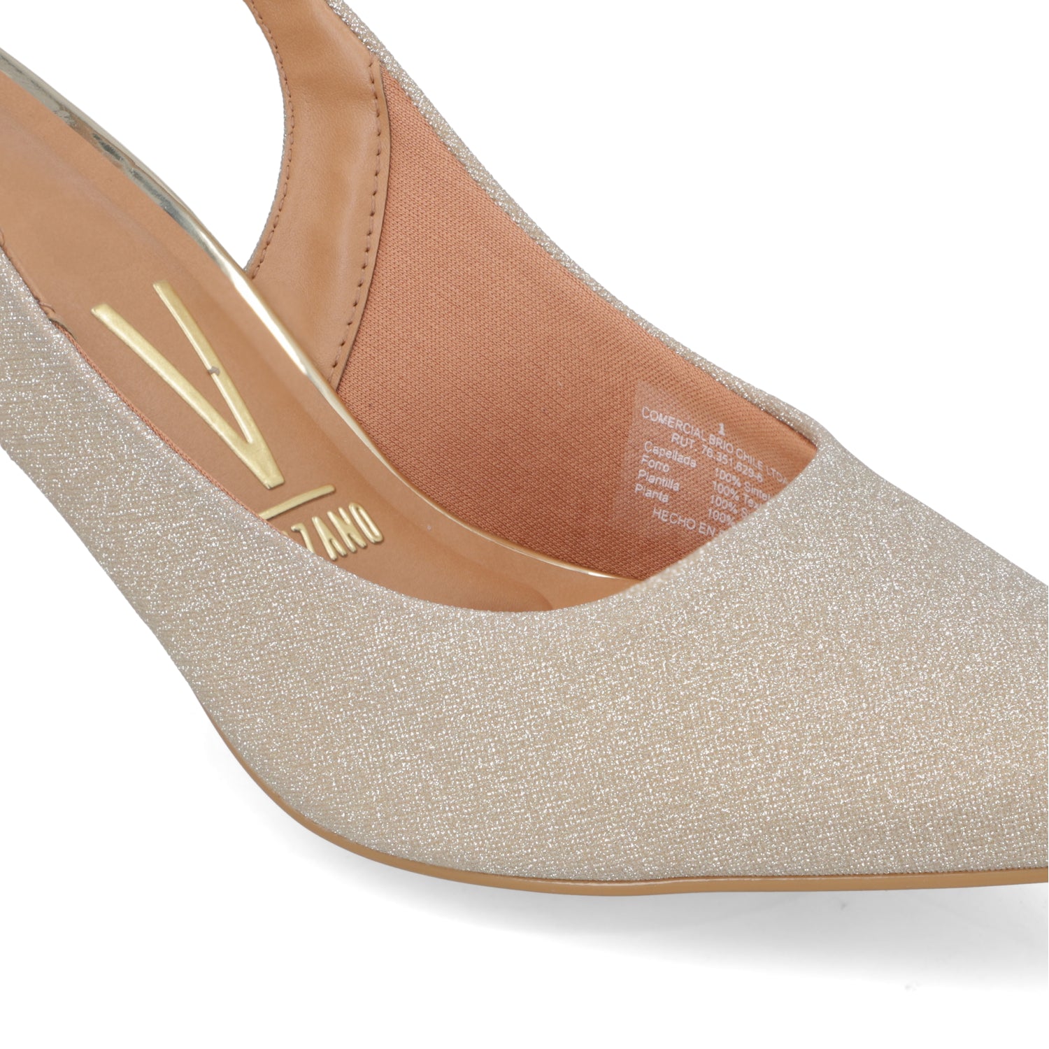 Zapato Taco Aguja Stiletto Textil Glitter Dorado 1185-700-26594-66