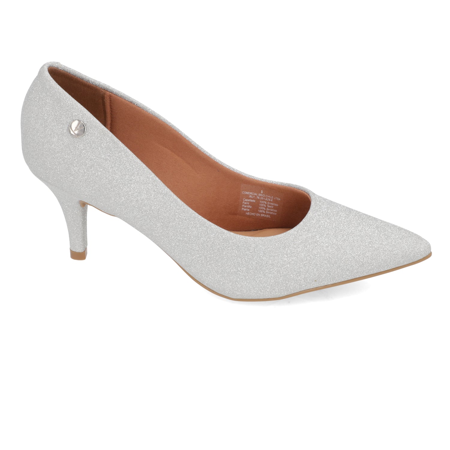 Stiletto Taco AgujaTextil Glitter Plateado 1185-702-26565-41