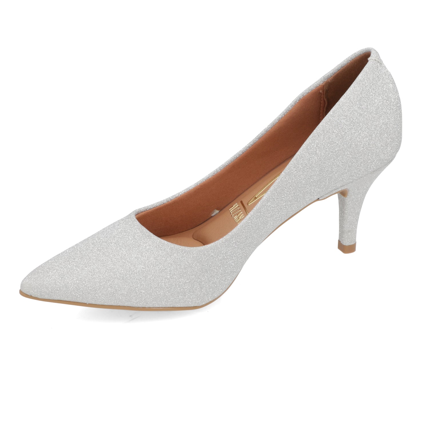 Stiletto Taco AgujaTextil Glitter Plateado 1185-702-26565-41