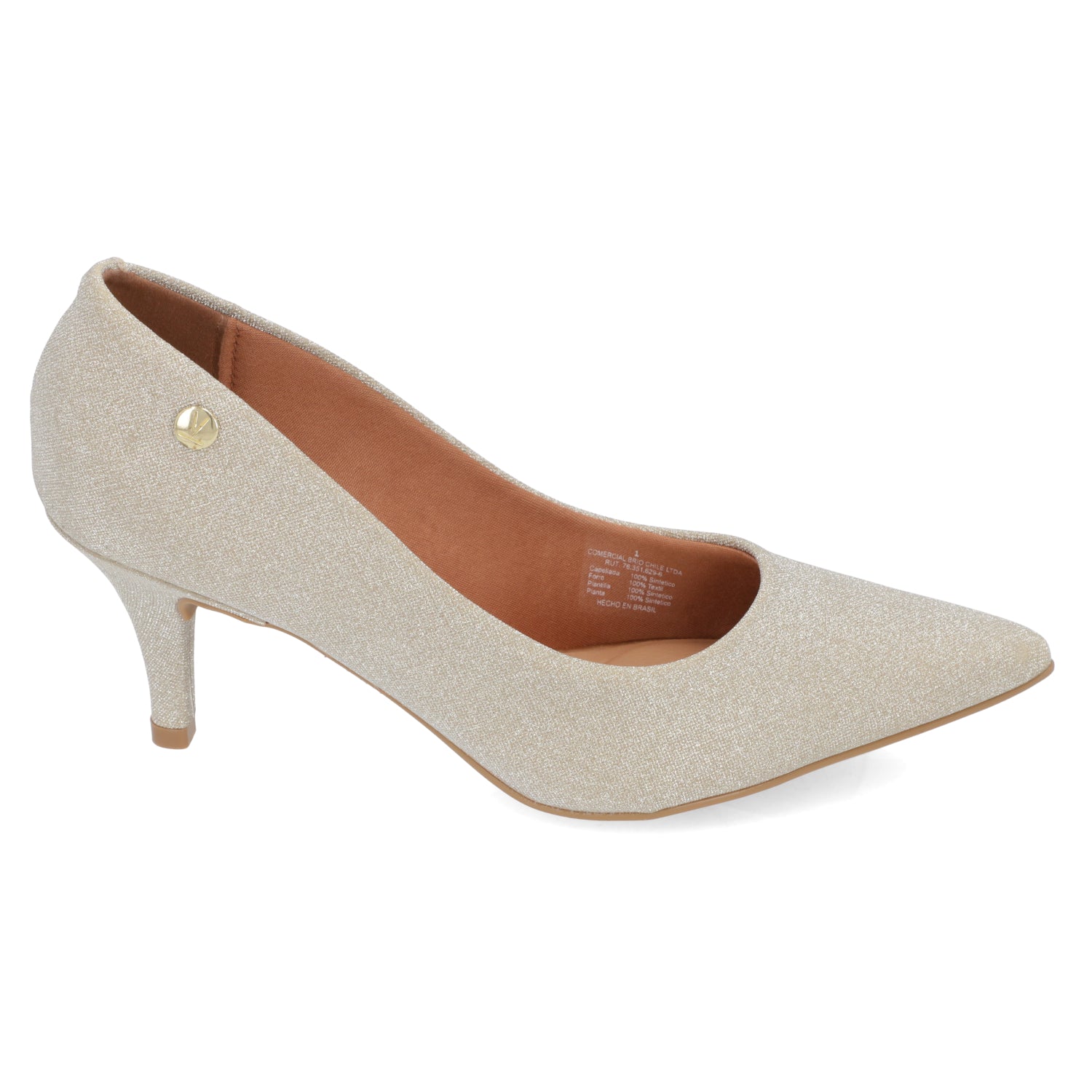 Stiletto Taco Aguja Textil Glitter Dorado 1185-702-26565-66