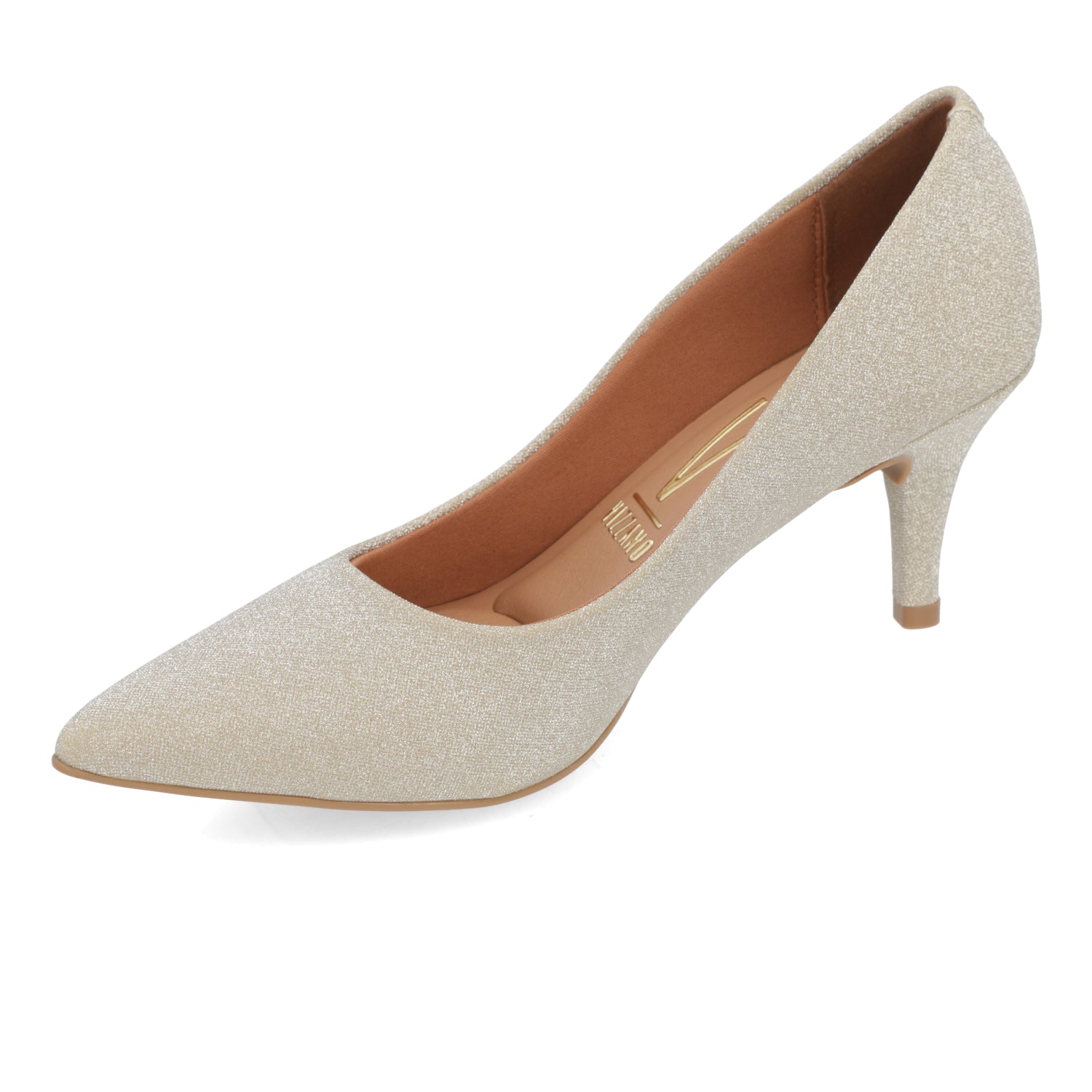 Stiletto Taco Aguja Textil Glitter Dorado 1185-702-26565-66