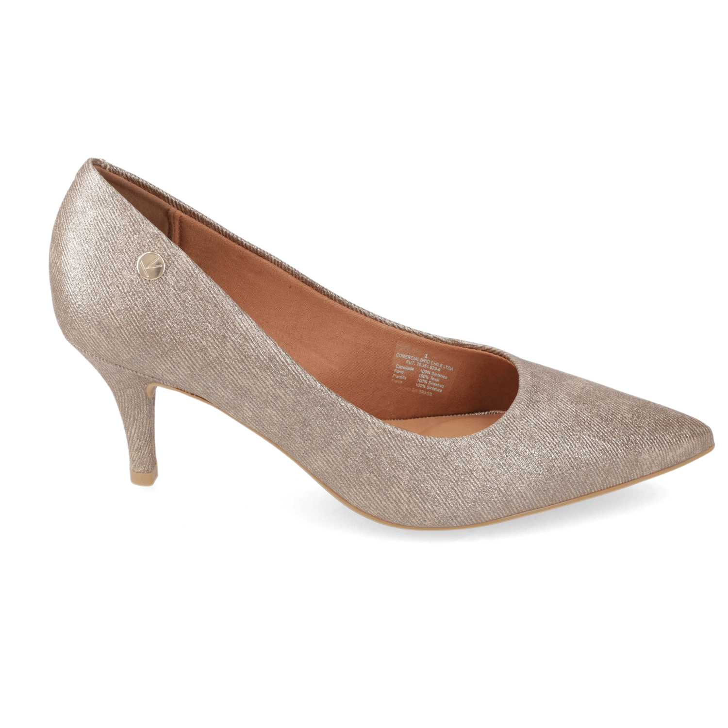 Stiletto Taco Aguja Medio Oro Vizzano Ecocuero Brillante 34 / Oro