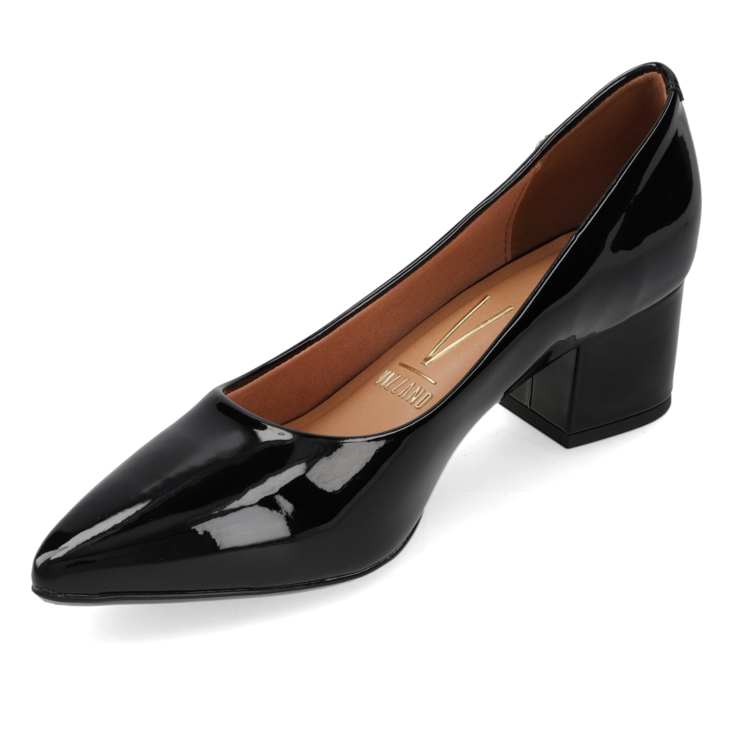 Taco Ancho Efecto Charol Negro 34 / Negro