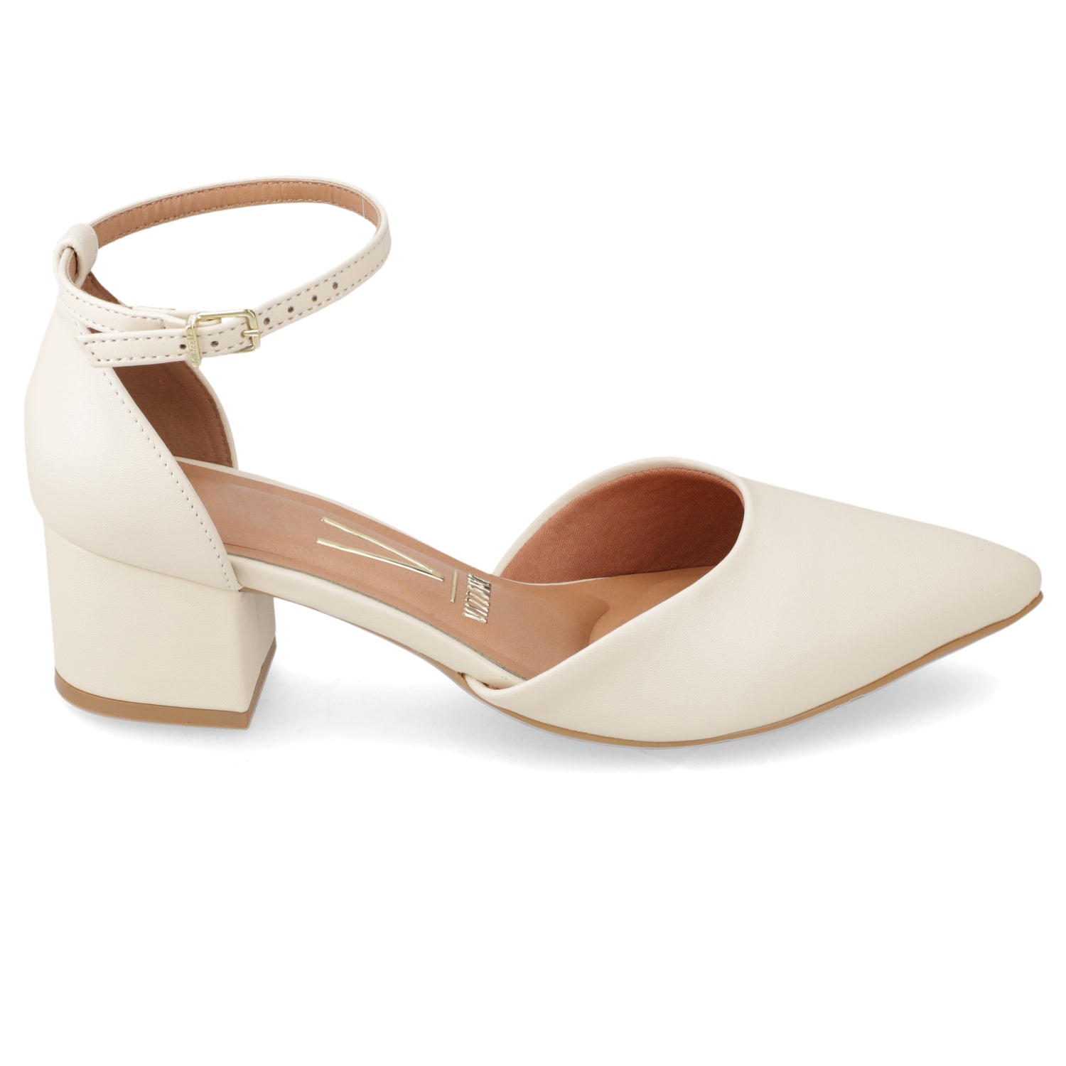 Zapato Taco Ancho Medio Crema Vizzano Ecocuero 34 / Crema