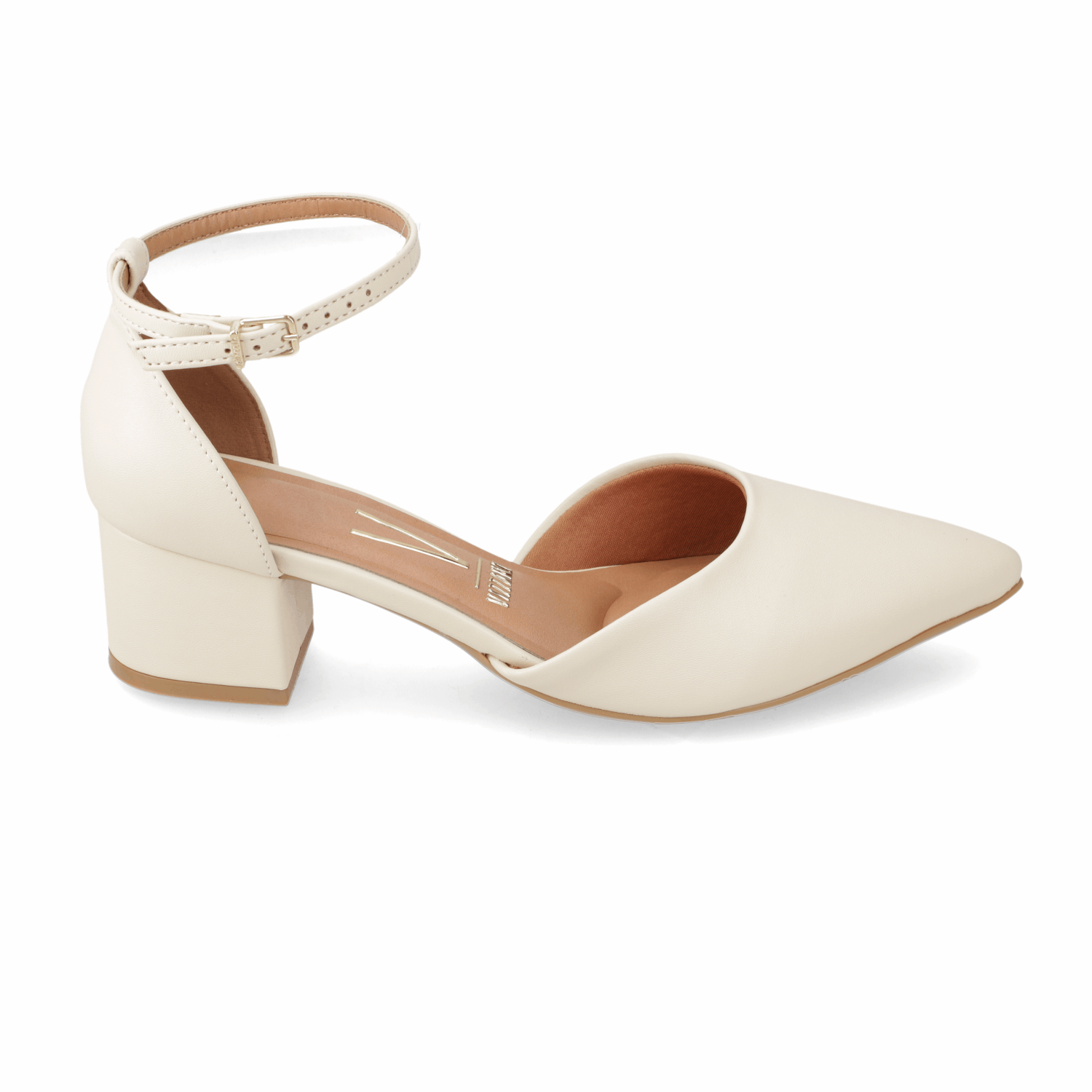 Zapato Taco Ancho Medio Crema Vizzano Ecocuero 34 / Crema