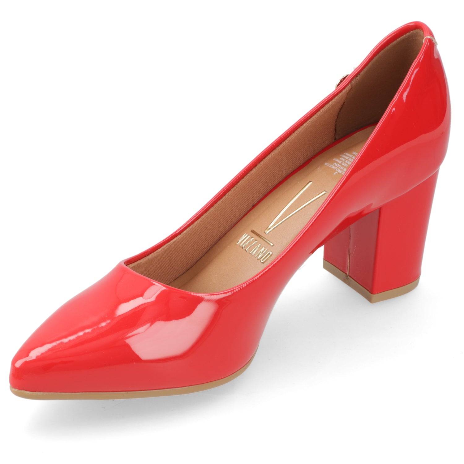 Zapato Taco Ancho Medio Rojo Vizzano Efecto Charol 34 / Rojo