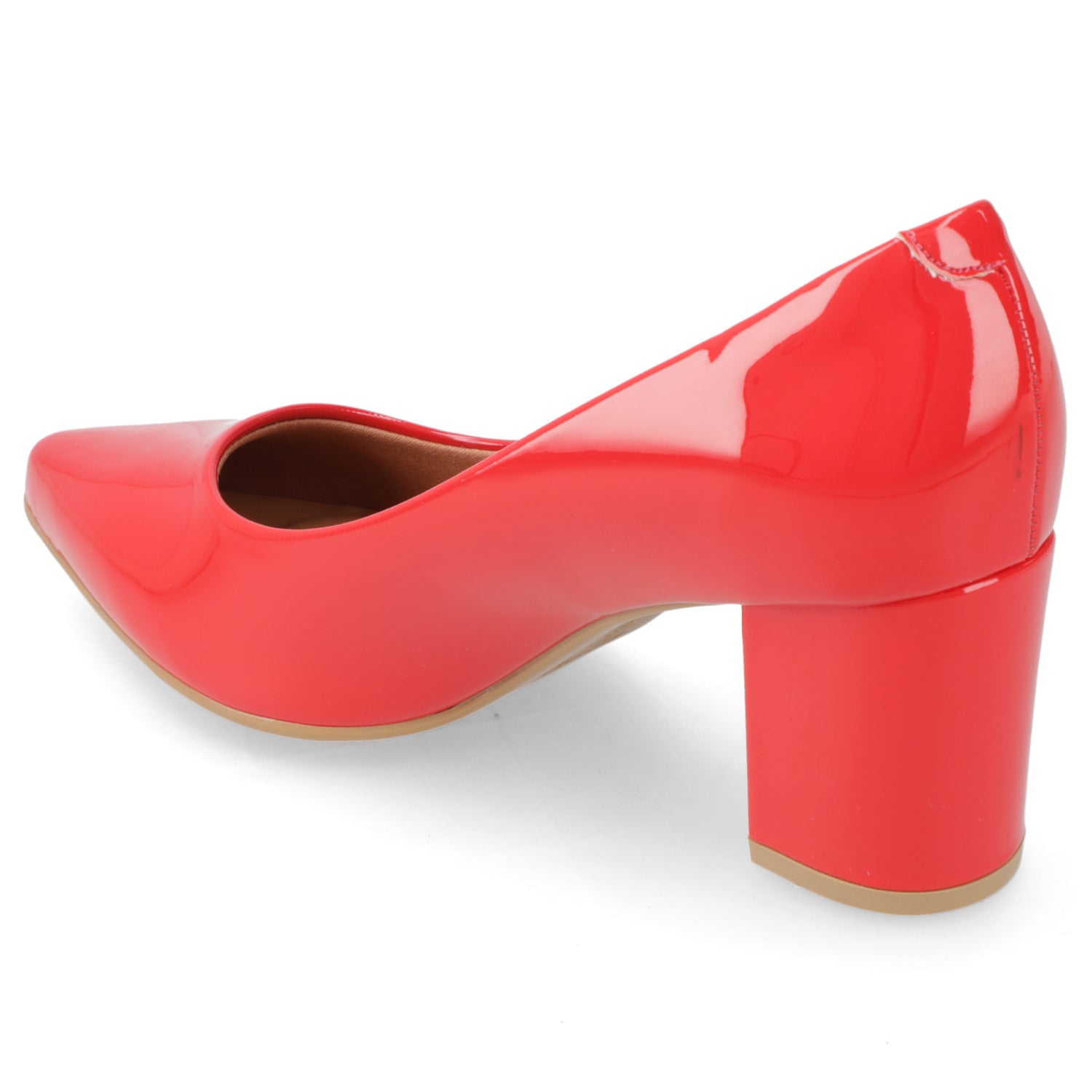 Zapato Taco Ancho Medio Rojo Vizzano Efecto Charol 34 / Rojo