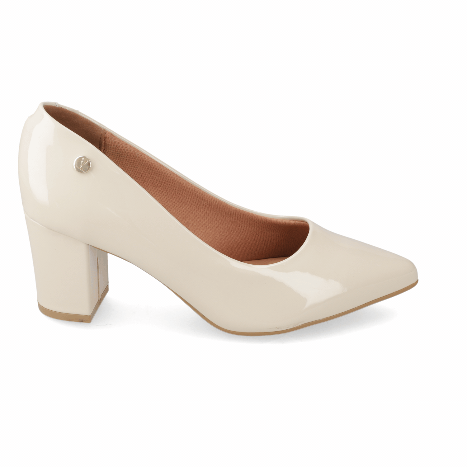 Zapato Taco Ancho Medio Crema Vizzano Efecto Charol 34 / Crema