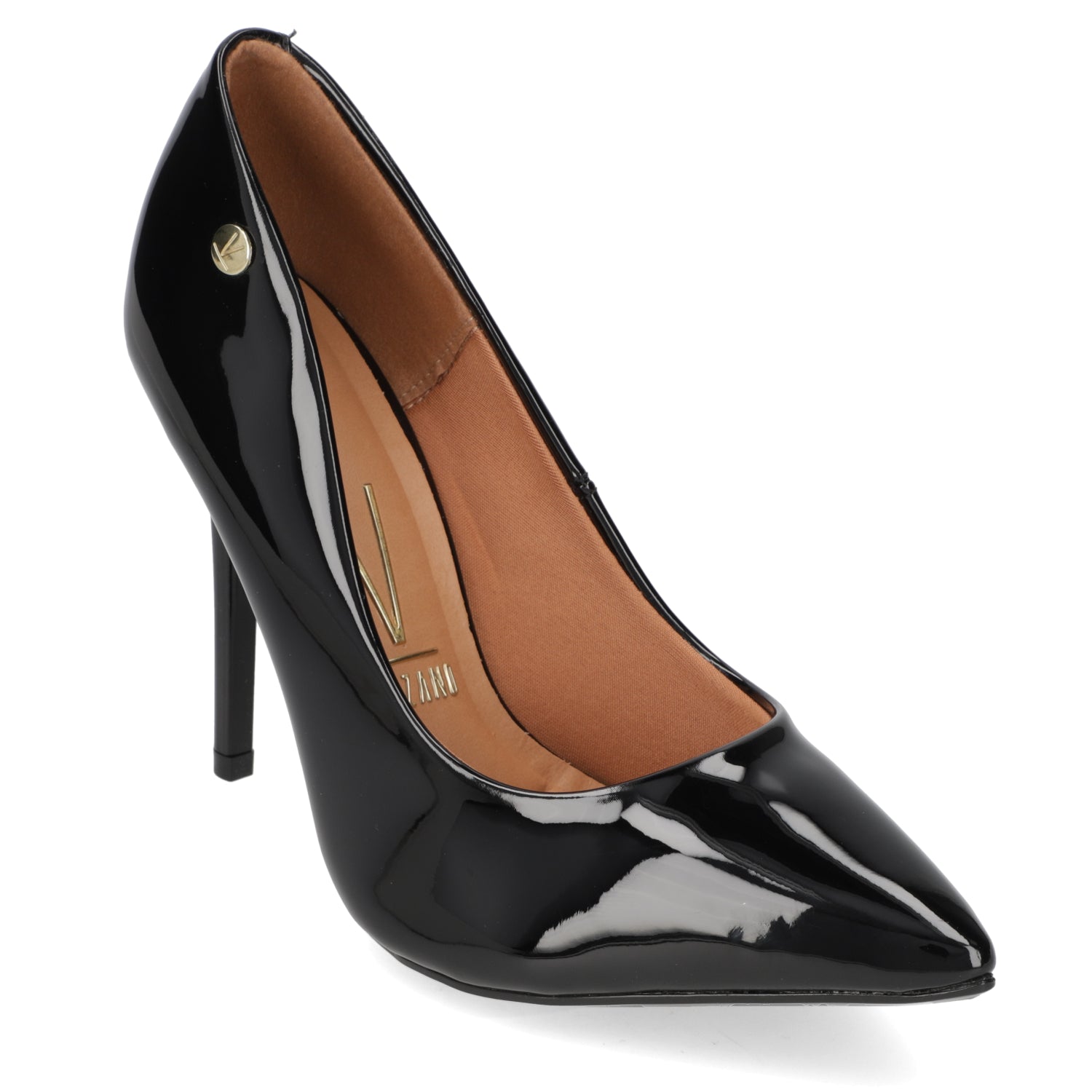 Stilleto Taco Aguja Efecto Charol Negro 34 / Negro