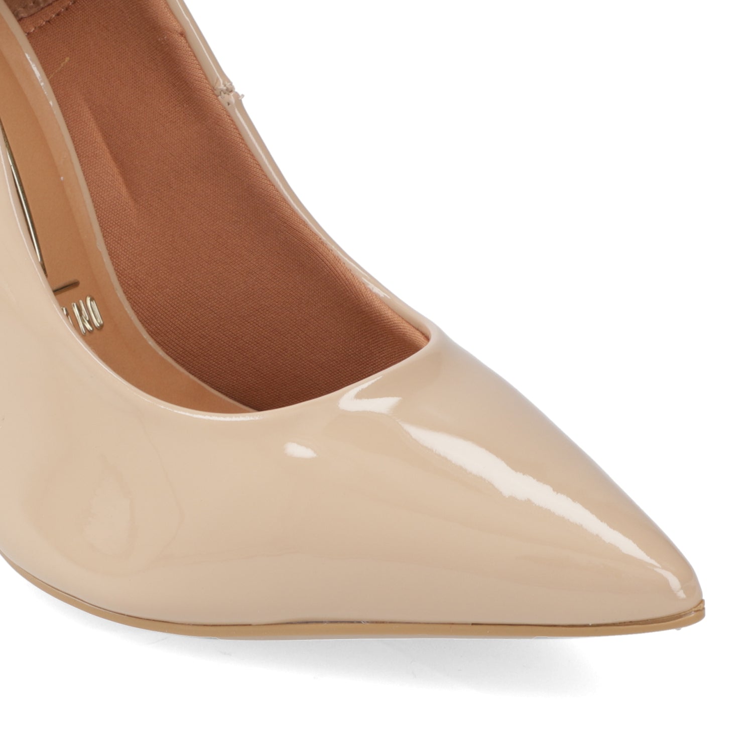 Zapato Taco Aguja Stiletto Vizzano Efecto Charol Beige 34 / Beige