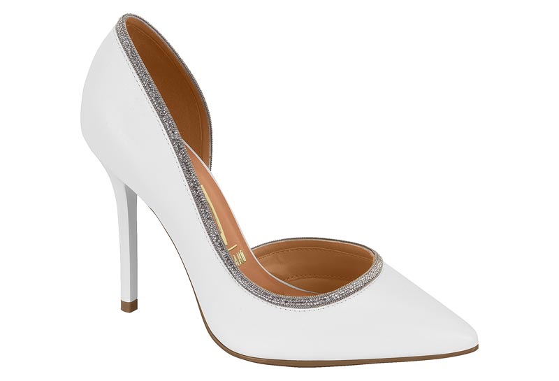 Stiletto Taco Aguja Eco Cuero Blanco 35