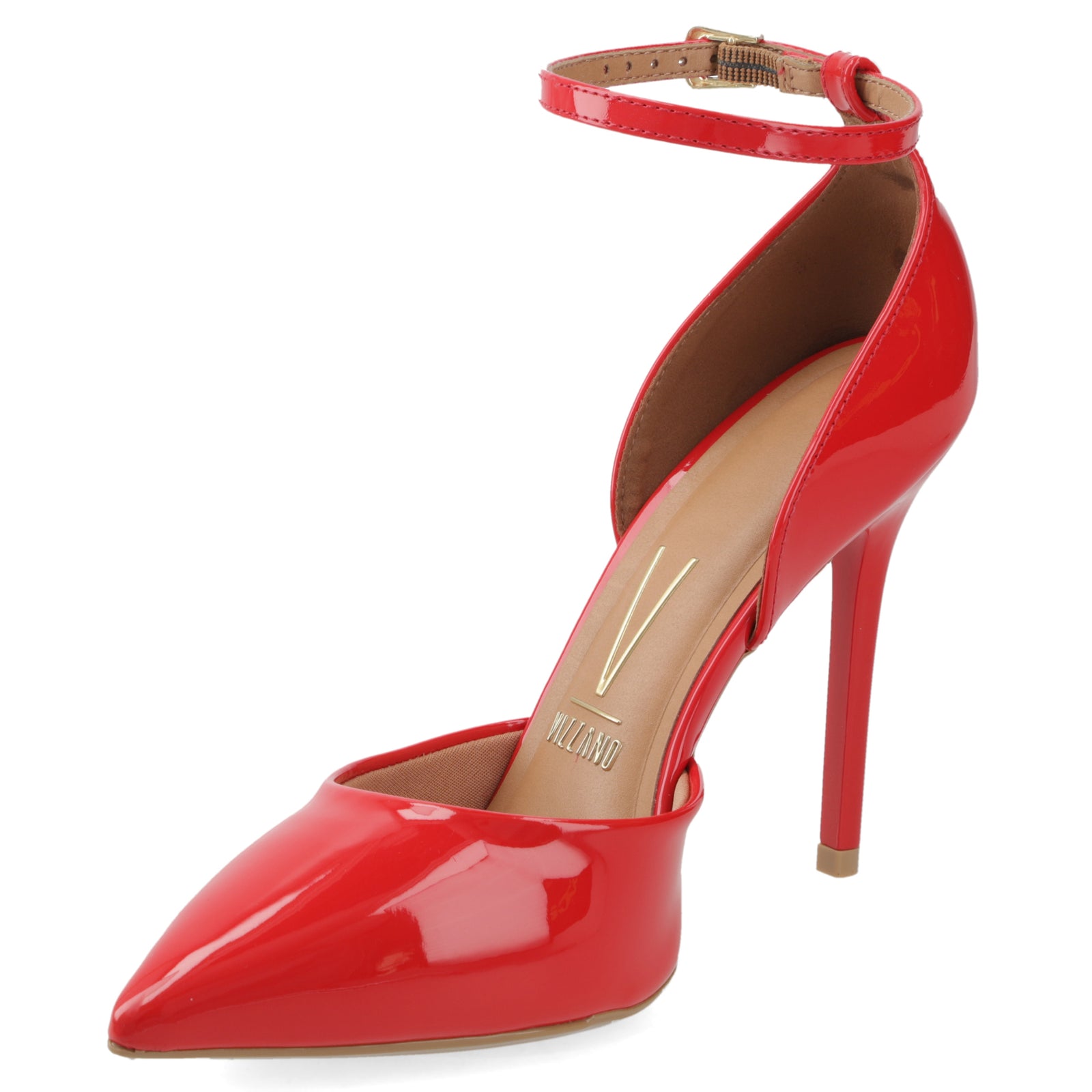 Stiletto Mujer Charol Rojo con Pulsera al Tobillo 35 / Rojo