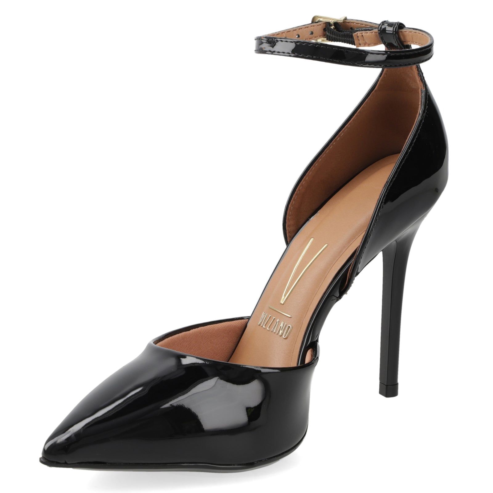 Stiletto Mujer Charol Negro con Pulsera al Tobillo 35 / Negro