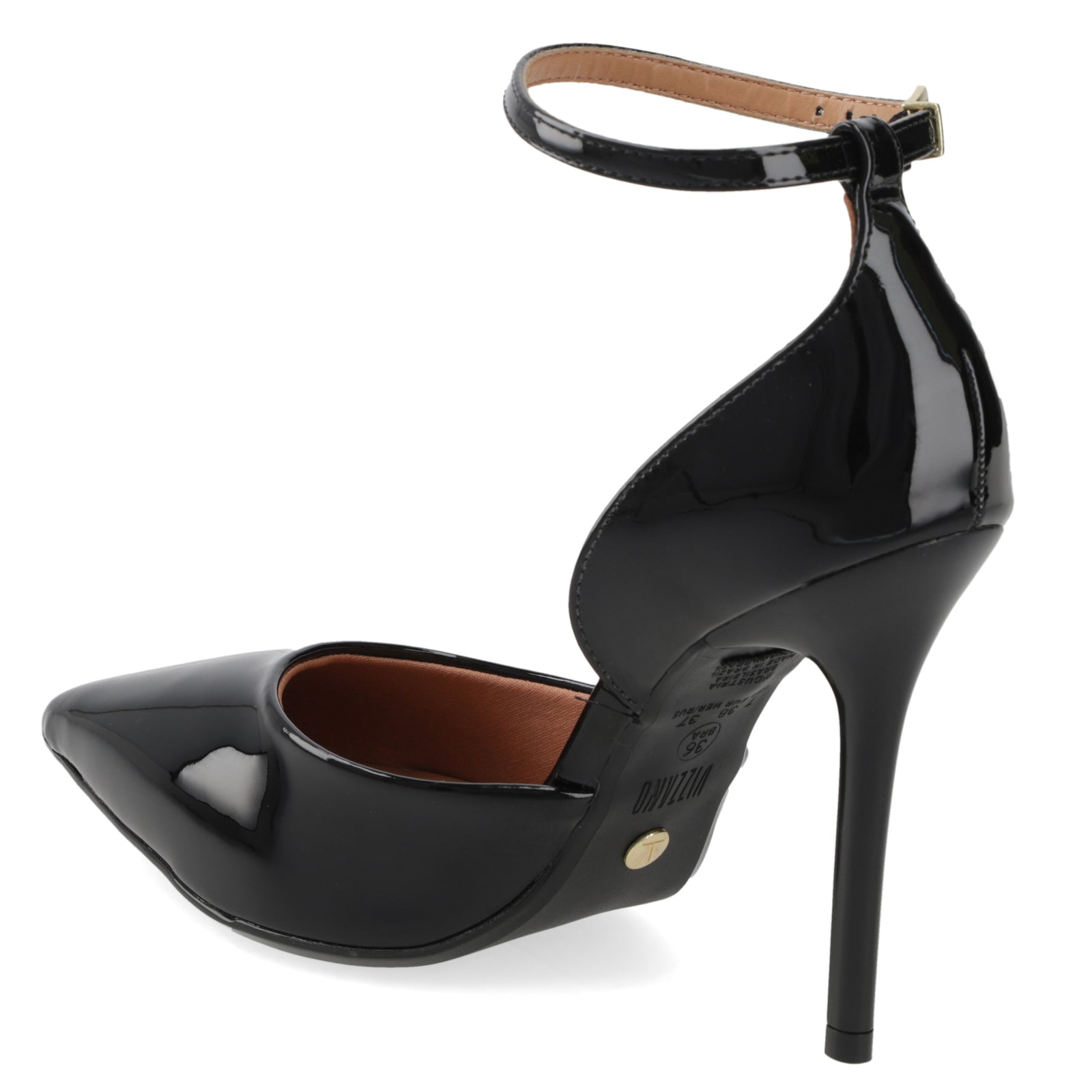 Stiletto Mujer Charol Negro con Pulsera al Tobillo 35 / Negro