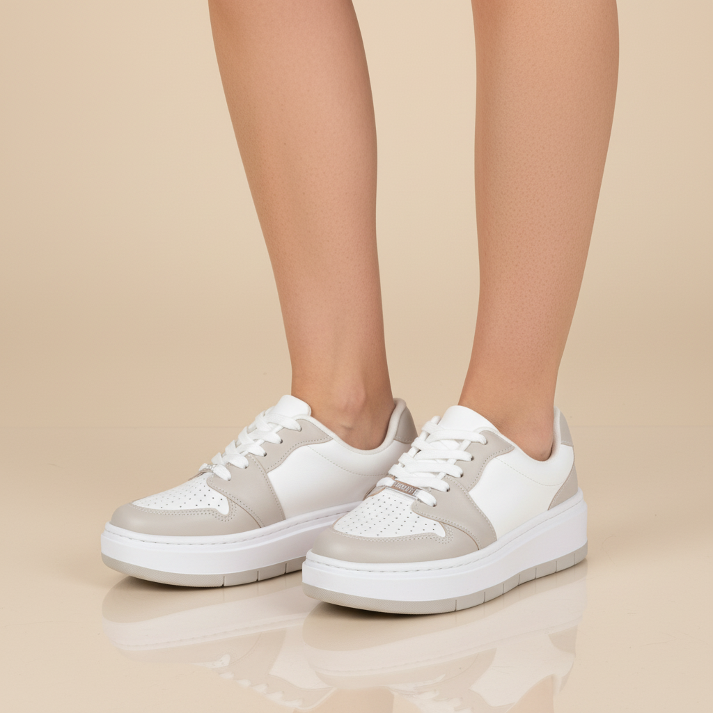 Zapatilla Casual Blanco y Beige Vizzano