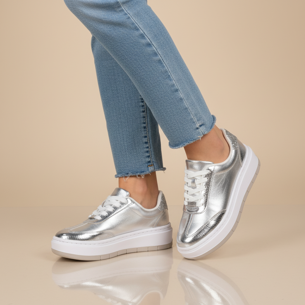 Zapatillas Casuales Plateado Vizzano