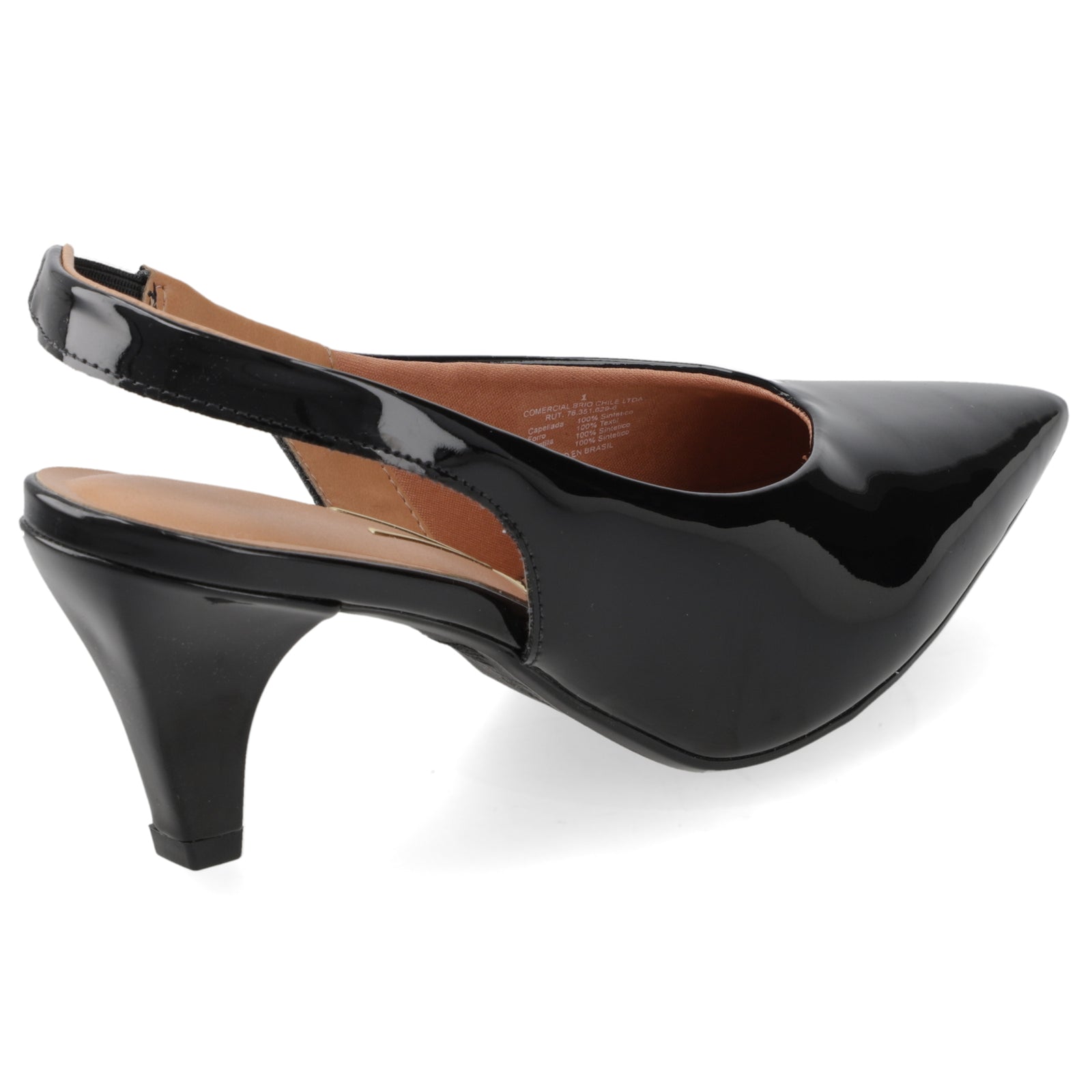 Zapato Mujer Destalonado Charol Negro 35 / Negro