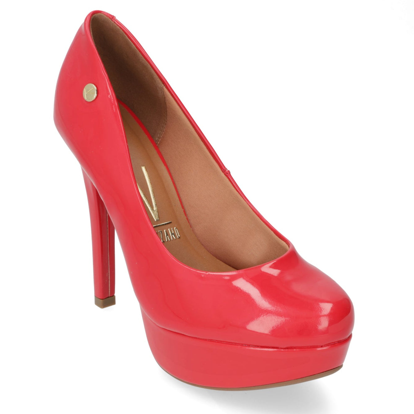 Zapato Taco Plataforma Vizzano Efecto Charol Rojo 34 / Rojo