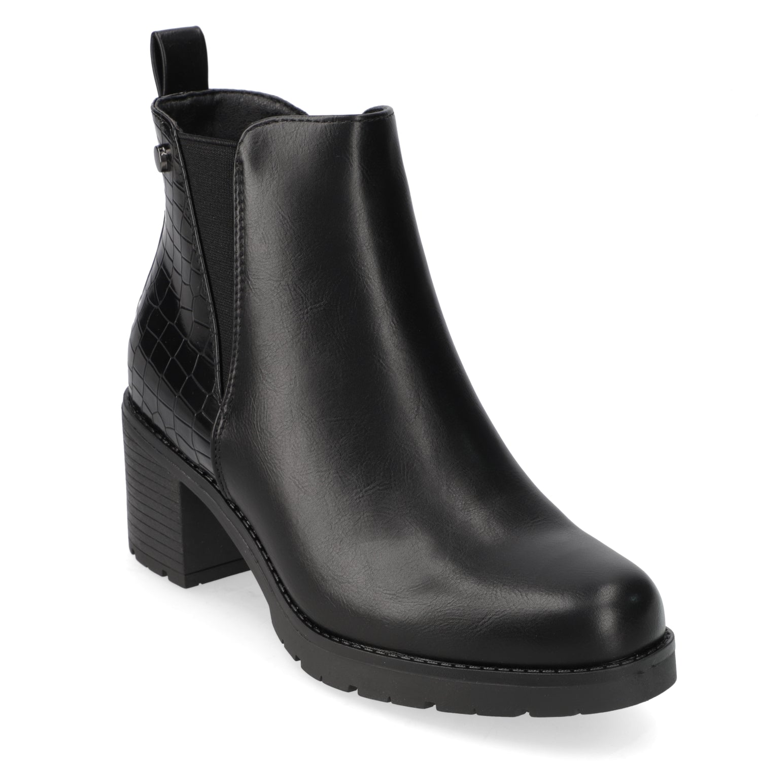 Botin Taco Ancho 7 cm Negro New Walk 35 / Negro