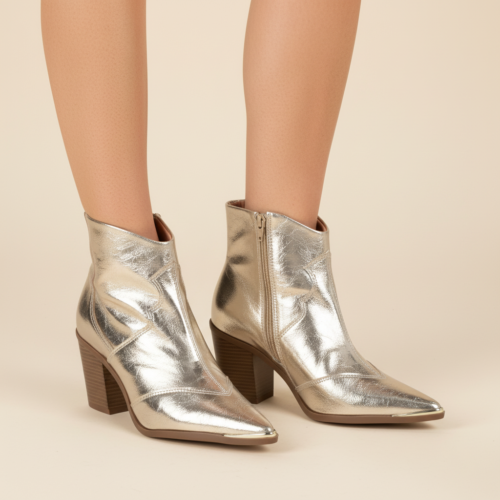 Botin Texano Dorado Vizzano