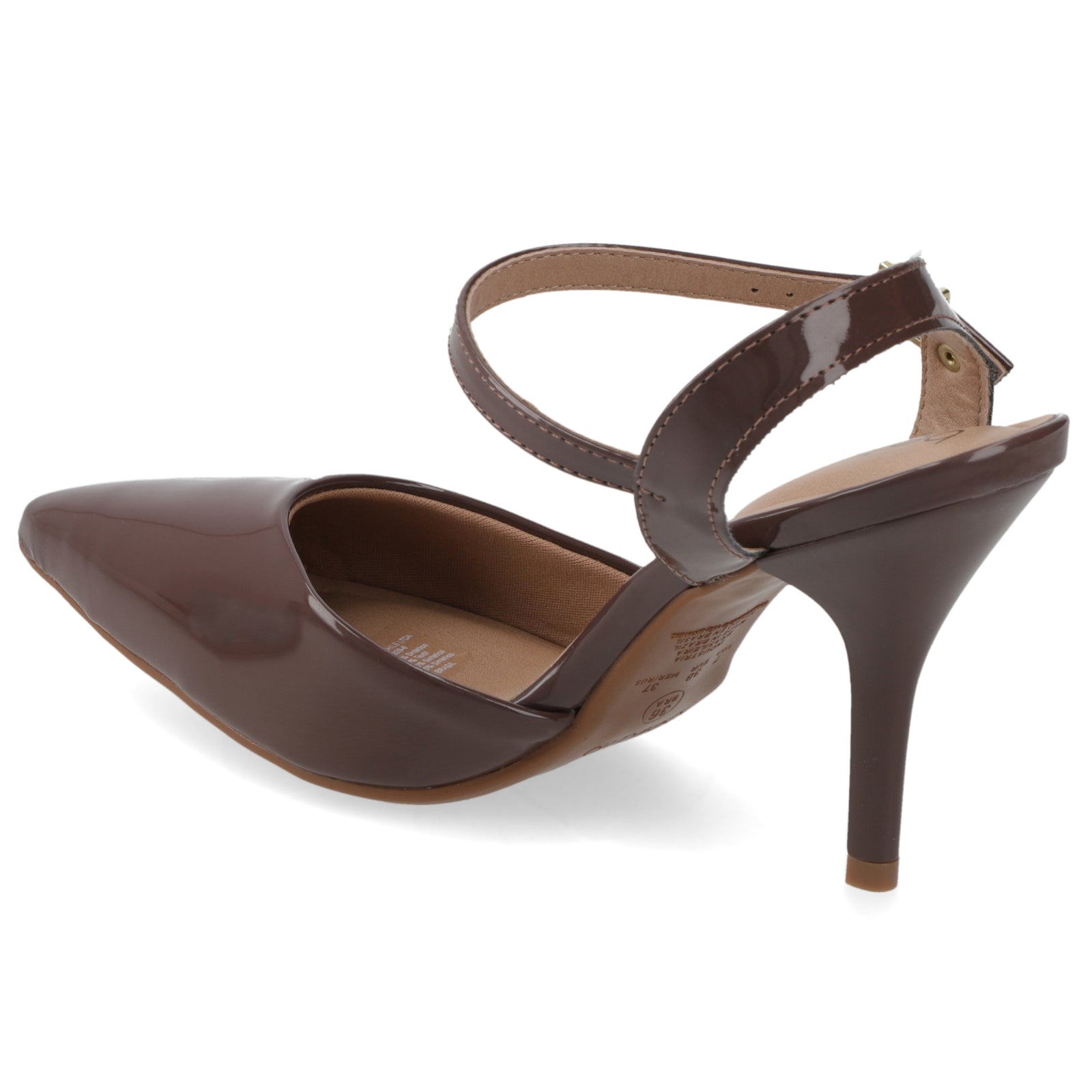 Zapato Mujer Charol Café con Pulsera al Tobillo 35 / Chocolate