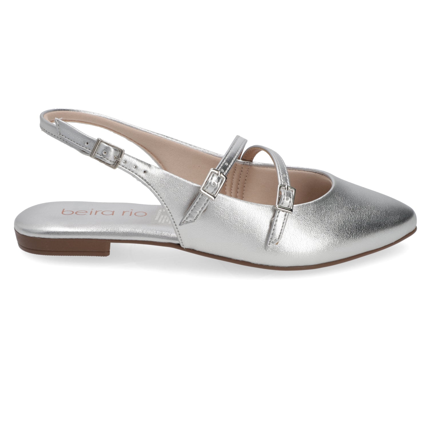 Ballerina Eco Cuero Metalizada Plateada 35 / Plateado
