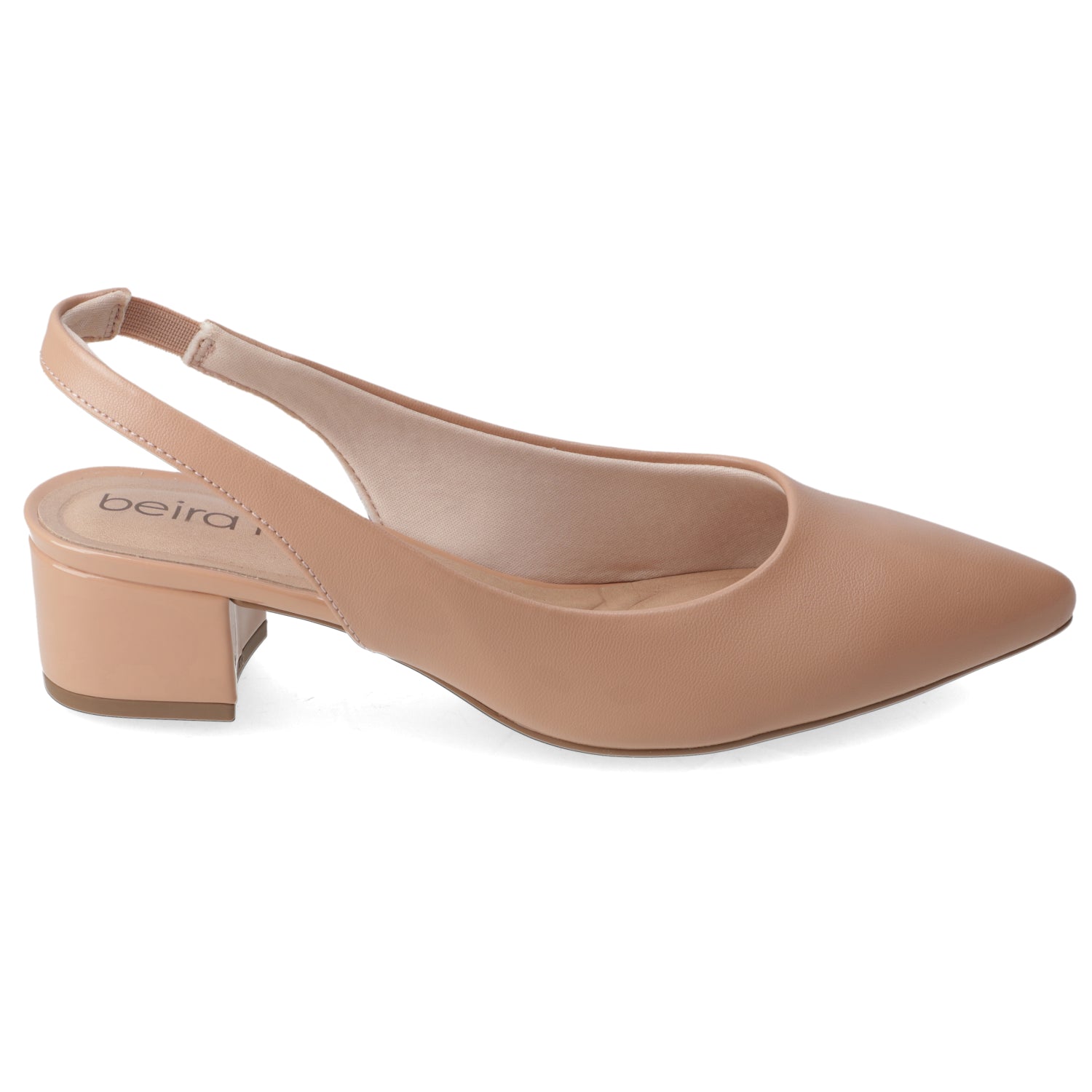 Zapato Taco Ancho Bajo Nude Beira Rio Ecocuero 35 / Nude