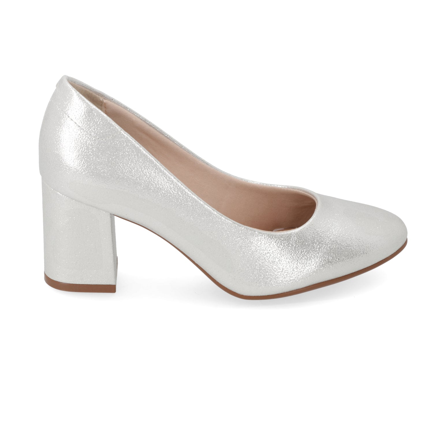 Taco Ancho Eco Cuero Plateado