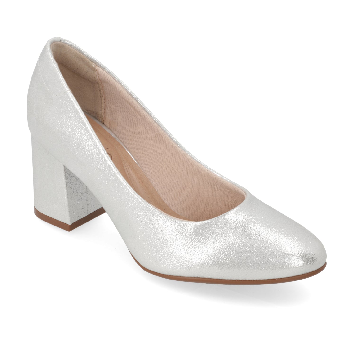 Taco Ancho Eco Cuero Plateado