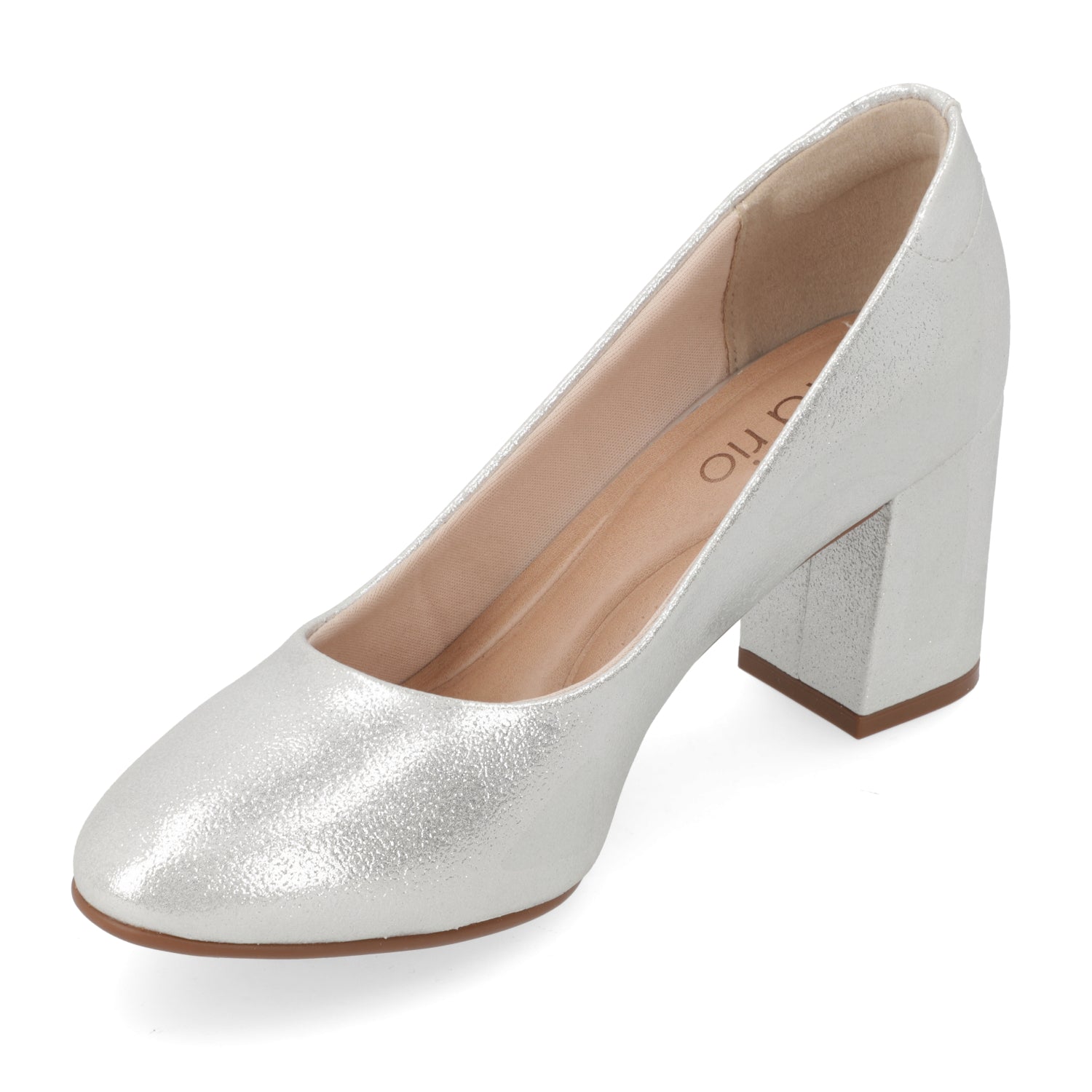 Taco Ancho Eco Cuero Plateado