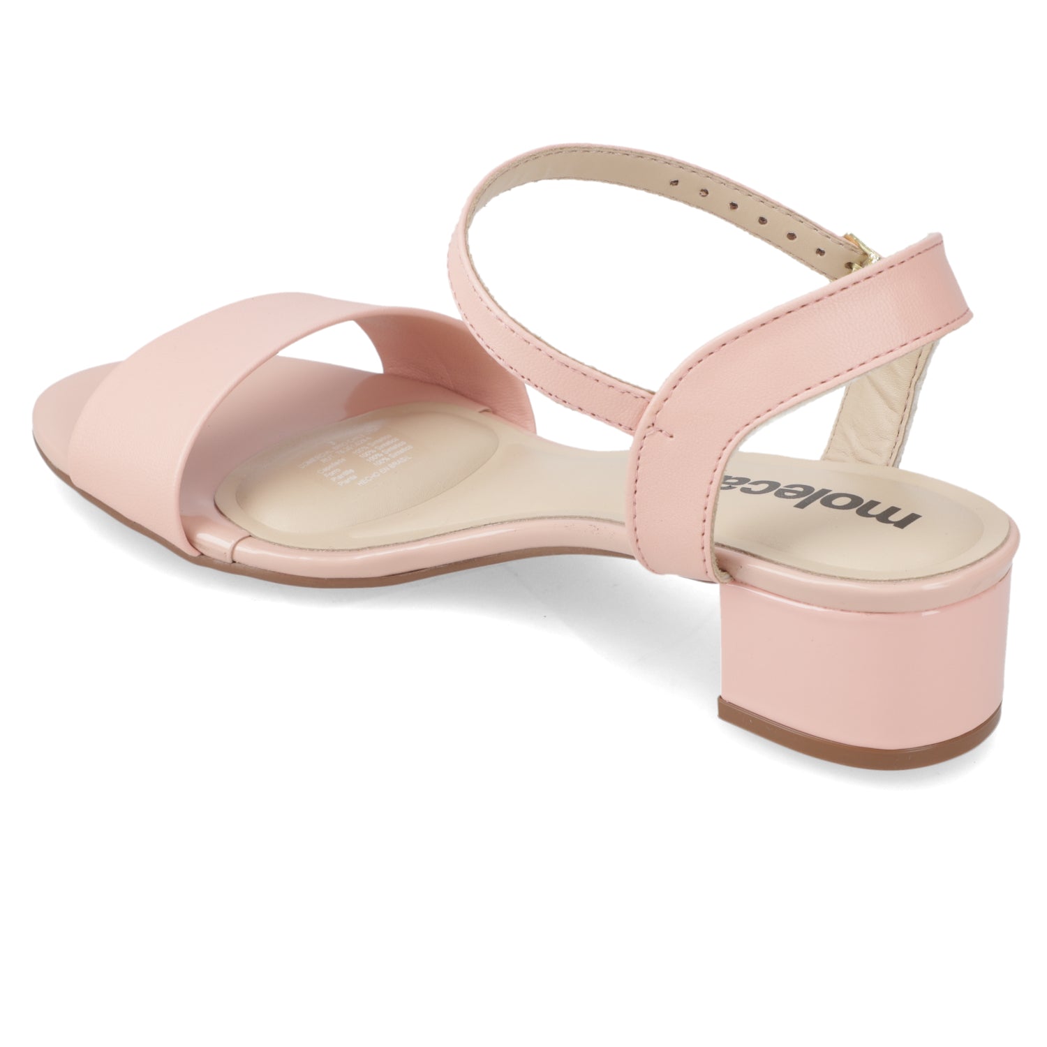 Sandalia Taco Ancho Bajo Rosado Moleca 35 / Rosado