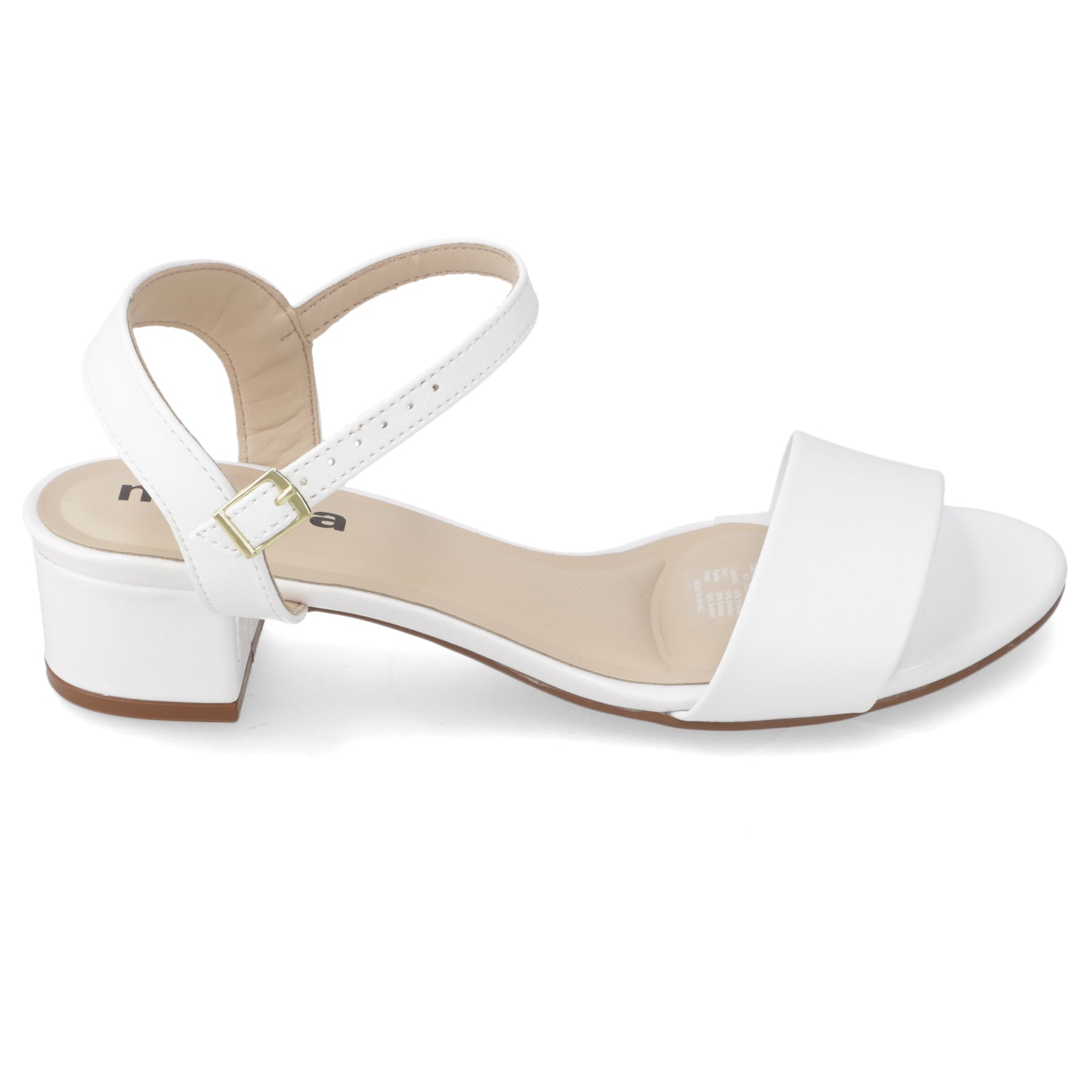 Sandalia Taco Ancho Bajo Blanco Moleca 35 / Blanco