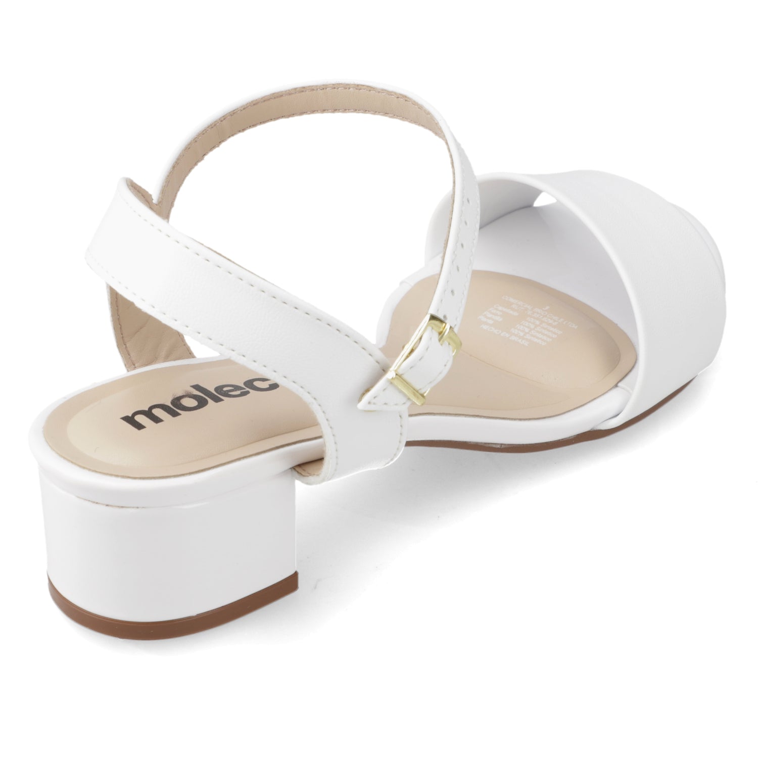 Sandalia Taco Ancho Bajo Blanco Moleca 35 / Blanco