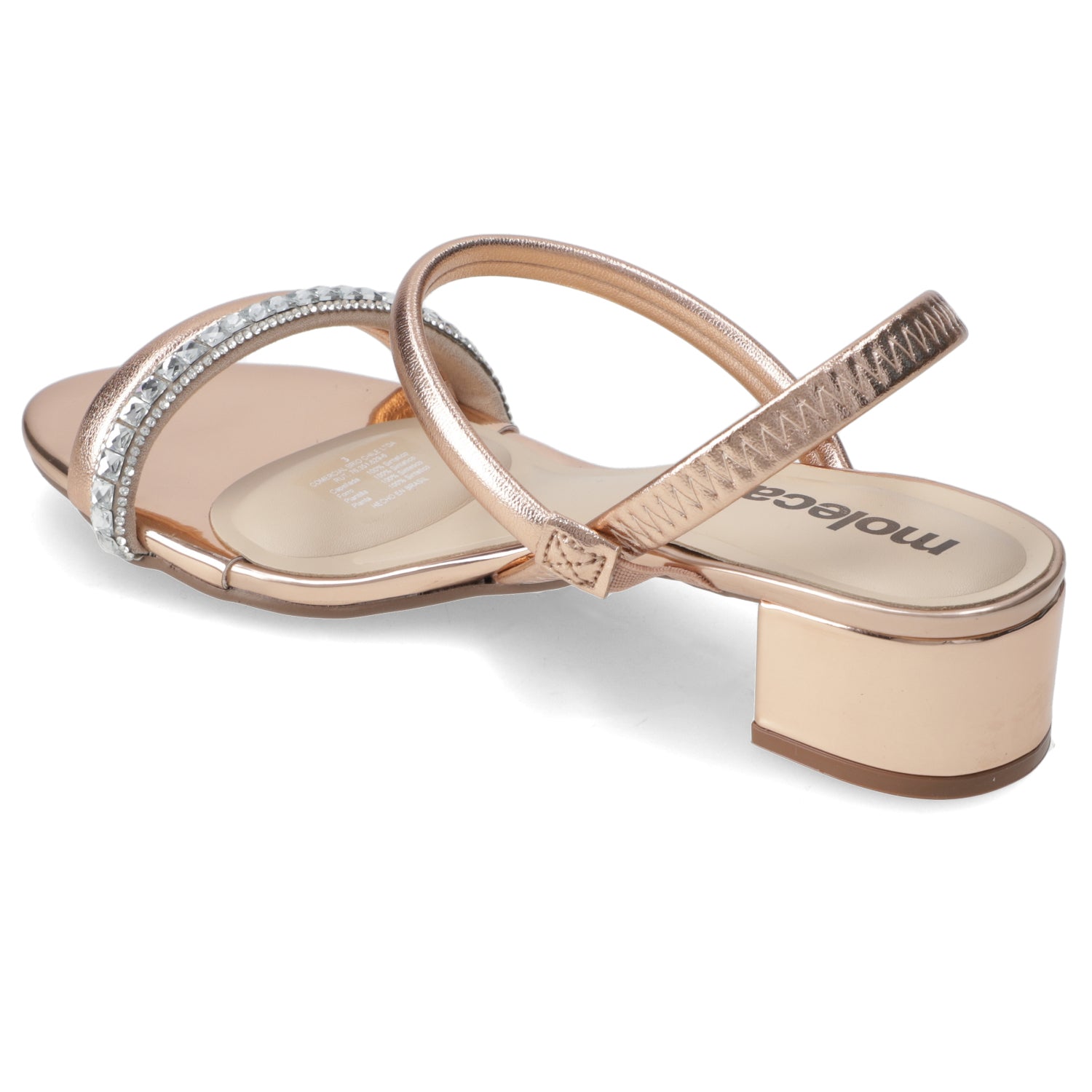 Sandalia Taco Ancho Bajo Rose Gold Moleca