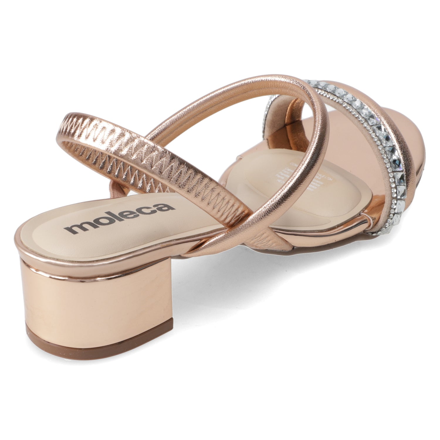 Sandalia Taco Ancho Bajo Rose Gold Moleca