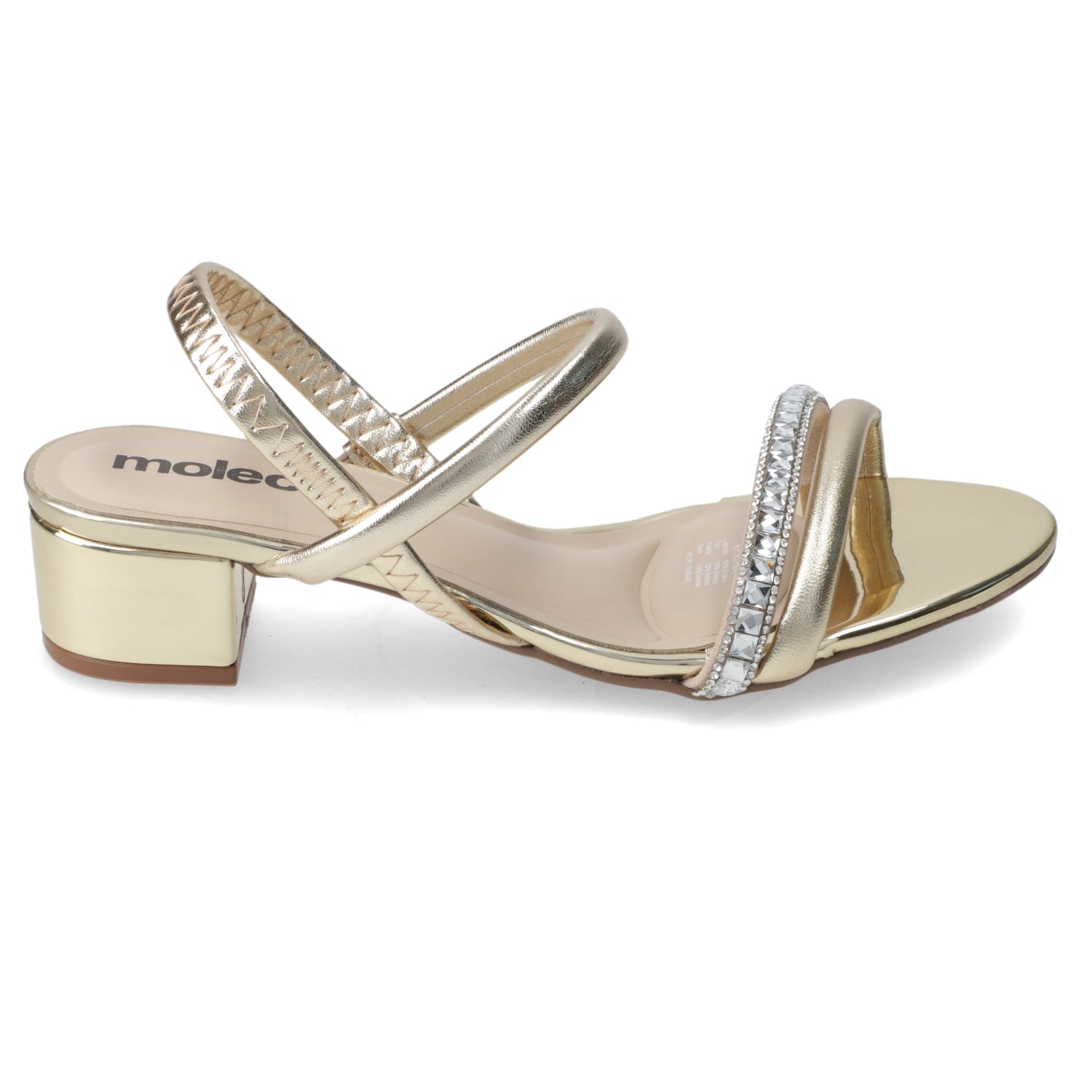 Sandalia Taco Ancho Bajo Dorado Moleca