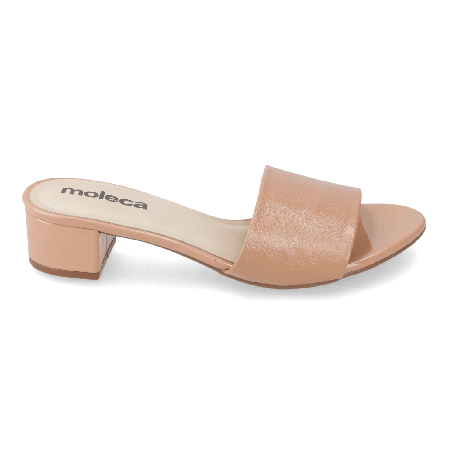 Sandalia Taco Ancho Bajo Nude Moleca 35 / Nude