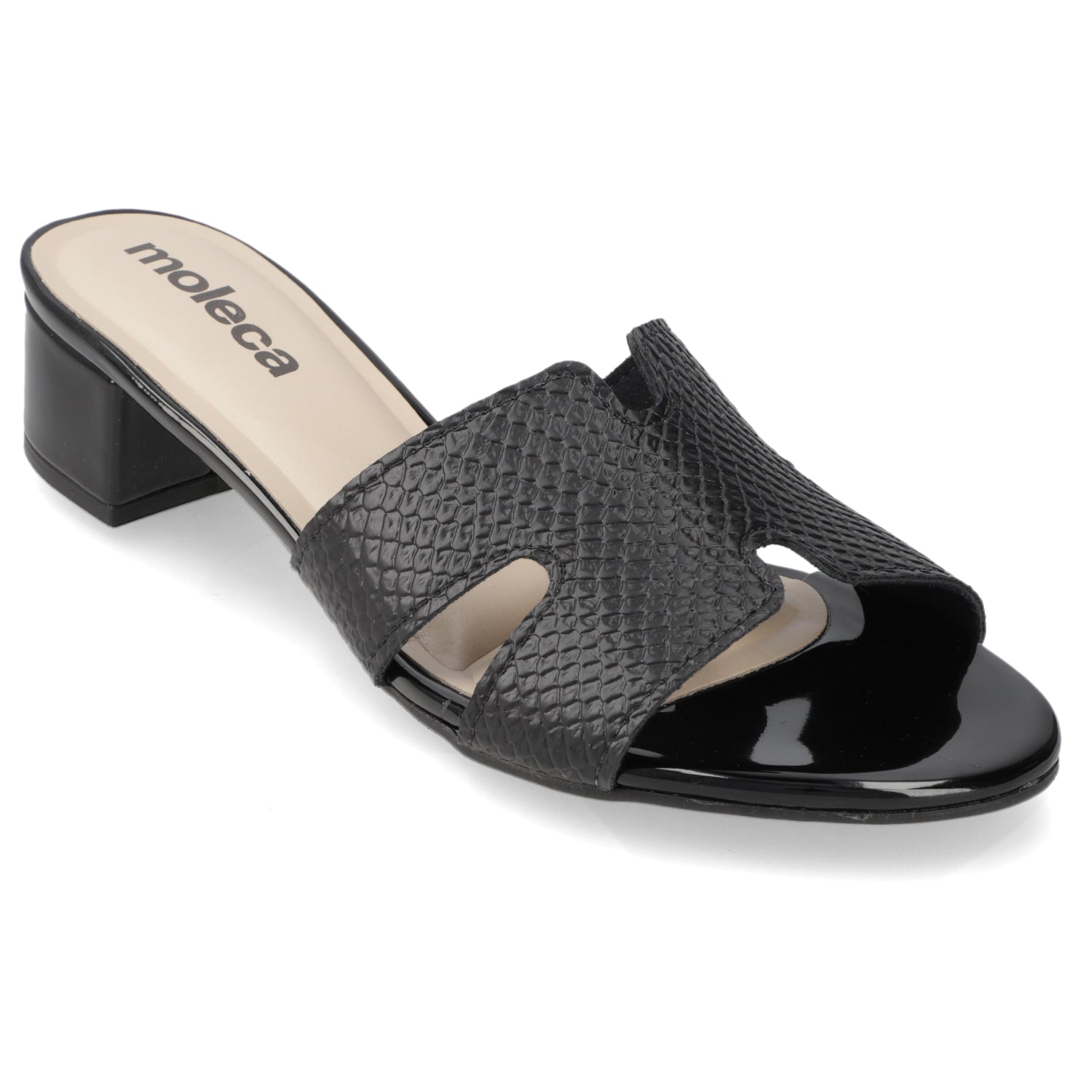 Sandalia Taco Ancho Bajo Negro Moleca 35 / Negro
