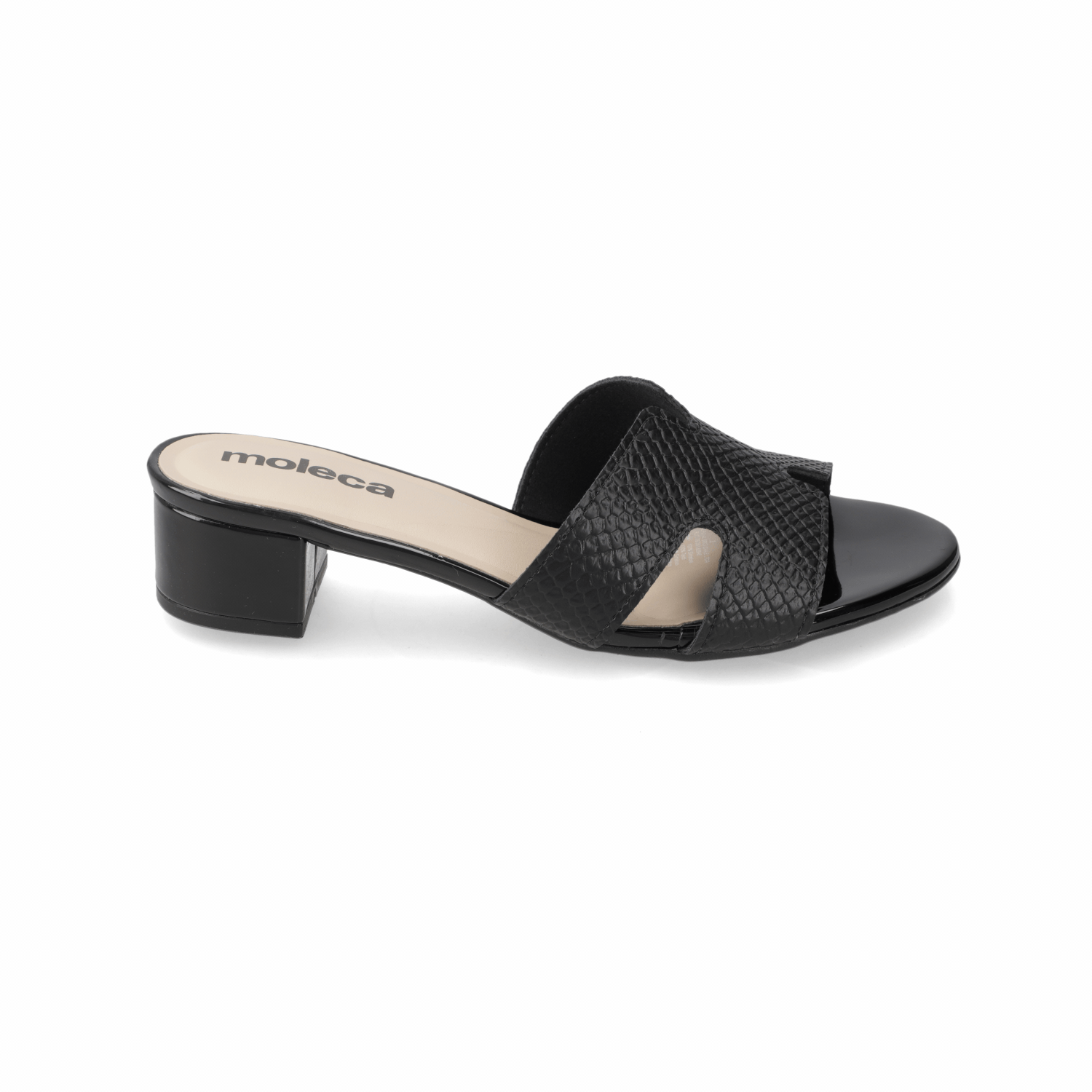 Sandalia Taco Ancho Bajo Negro Moleca 35 / Negro